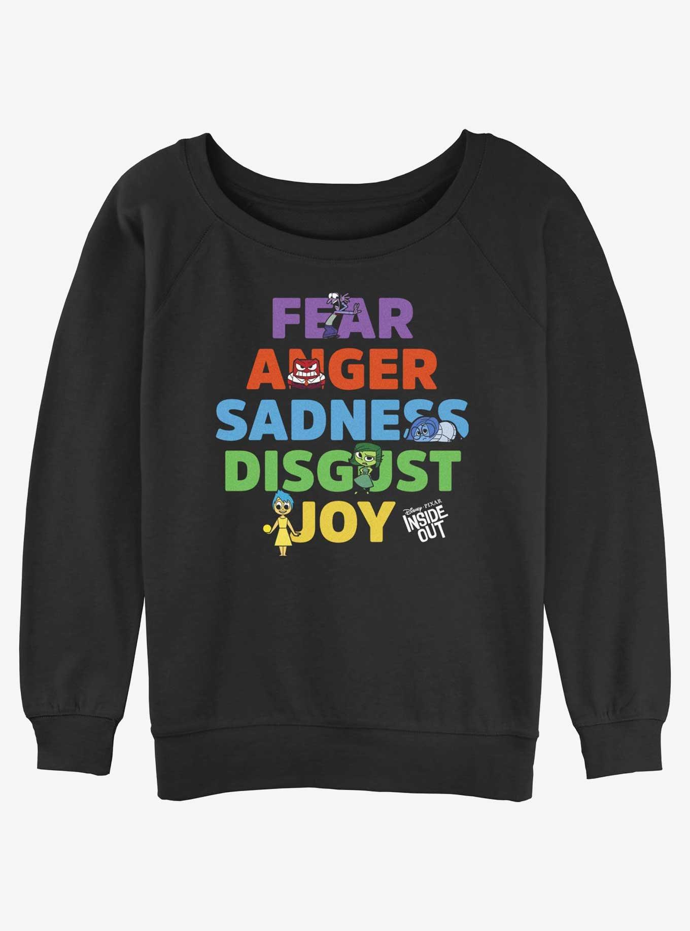 Disney Pixar Inside Out 2 All The Emotions Womens Slouchy Sweatshirt, BLACK, hi-res