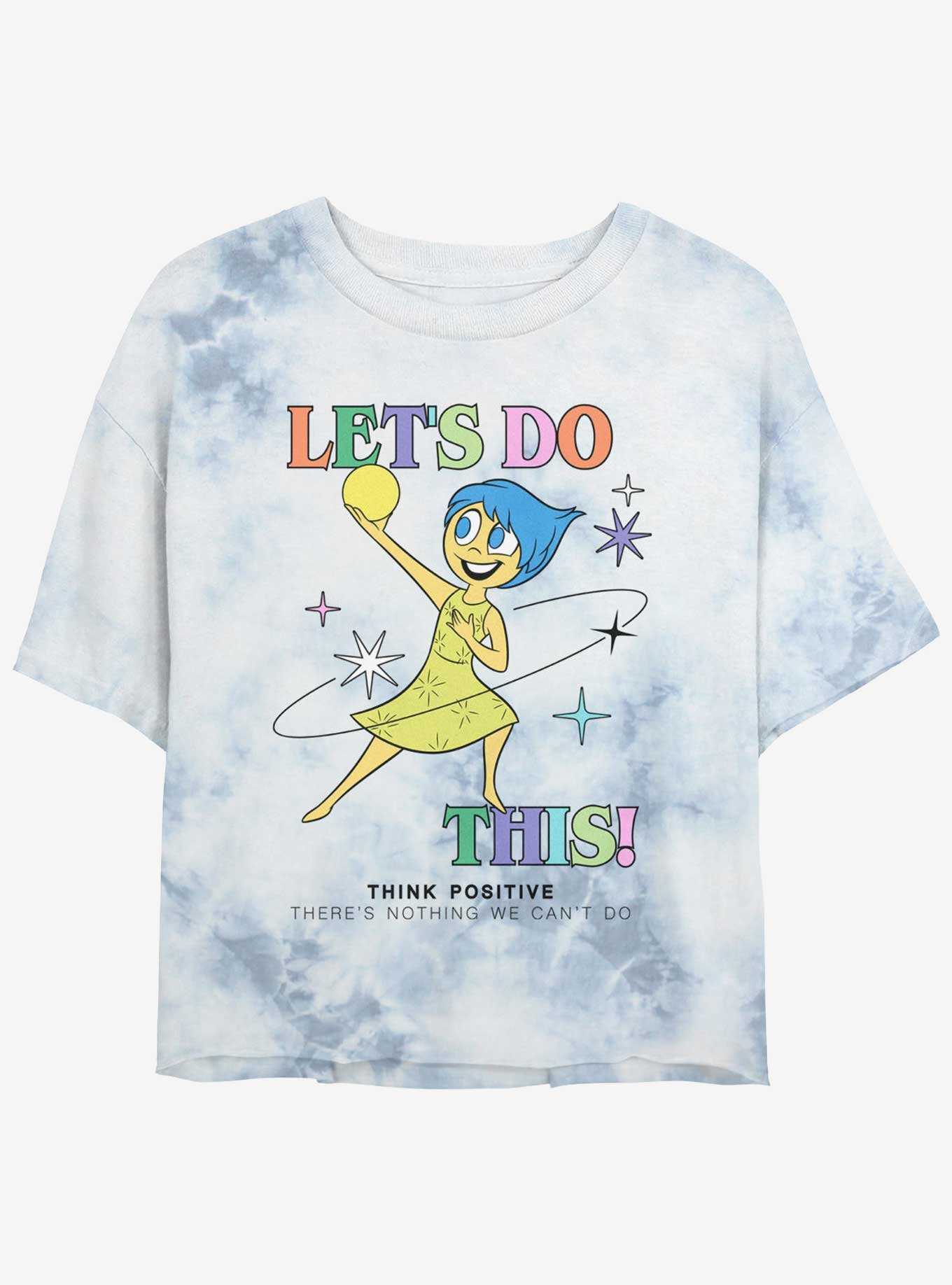 Disney Pixar Inside Out 2 Let's Do This Joy Womens Tie-Dye Crop T-Shirt, , hi-res