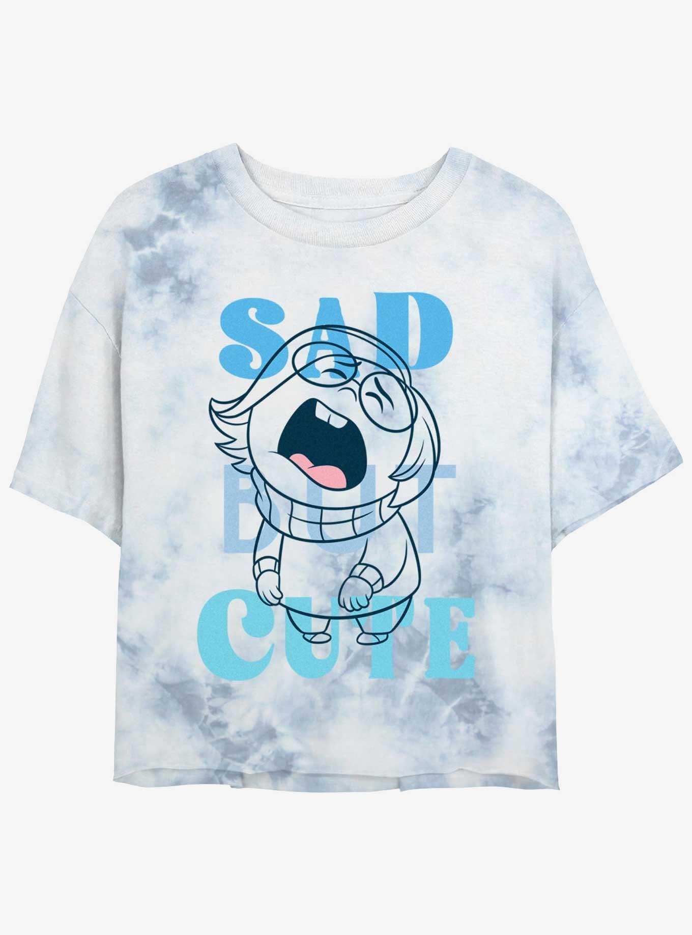 Disney Pixar Inside Out 2 Sad But Cute Womens Tie-Dye Crop T-Shirt, WHITEBLUE, hi-res