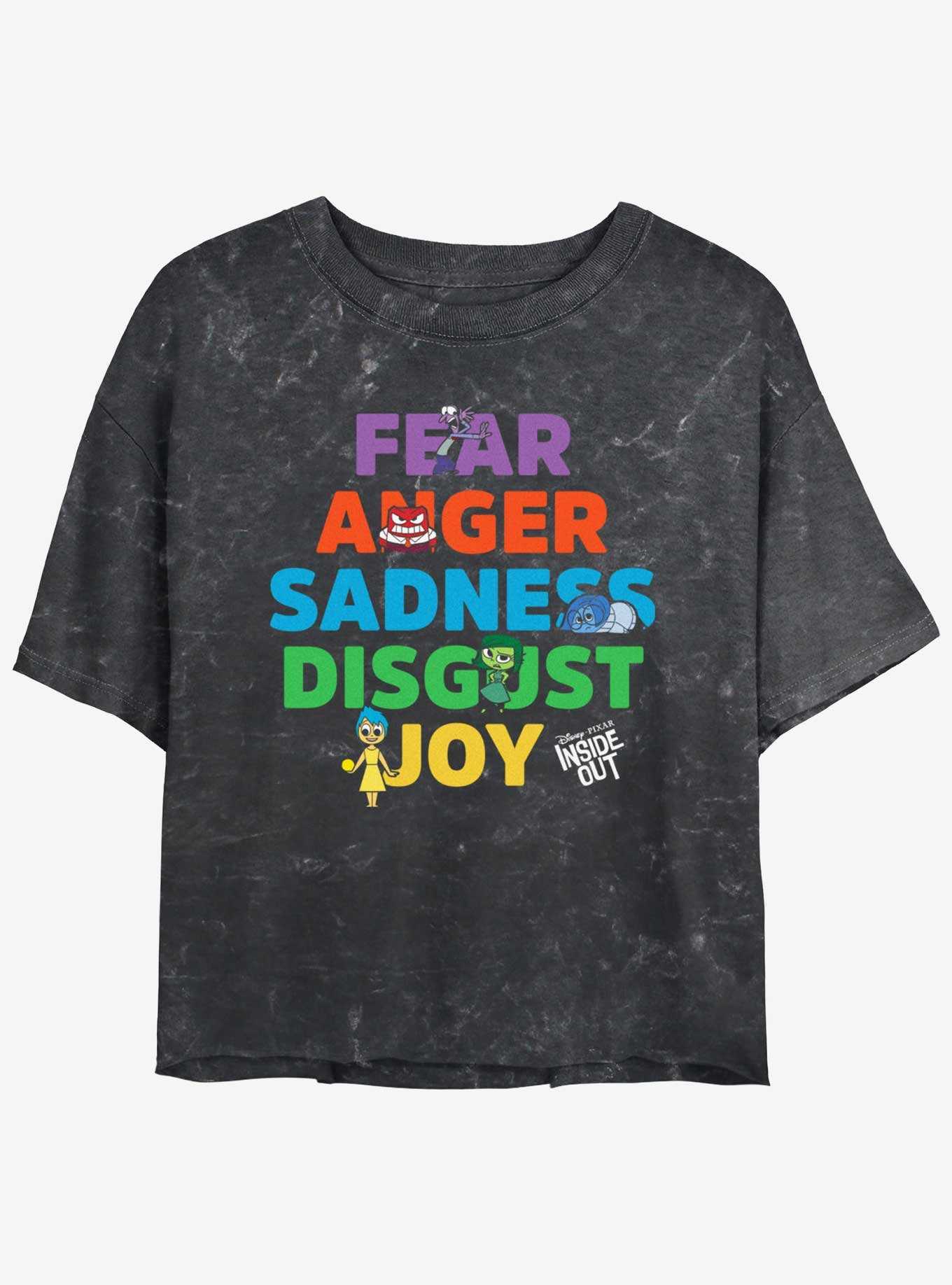 Disney Pixar Inside Out 2 All The Emotions Womens Mineral Wash Crop T-Shirt, , hi-res