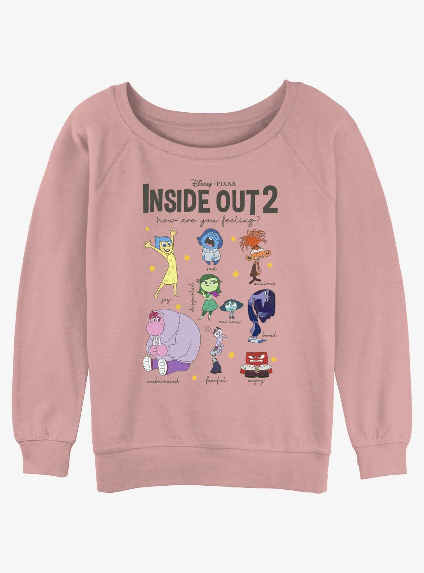 Disney Pixar Inside Out 2 Textbook Of Emotions Womens Slouchy Sweatshirt, DESERTPNK, hi-res