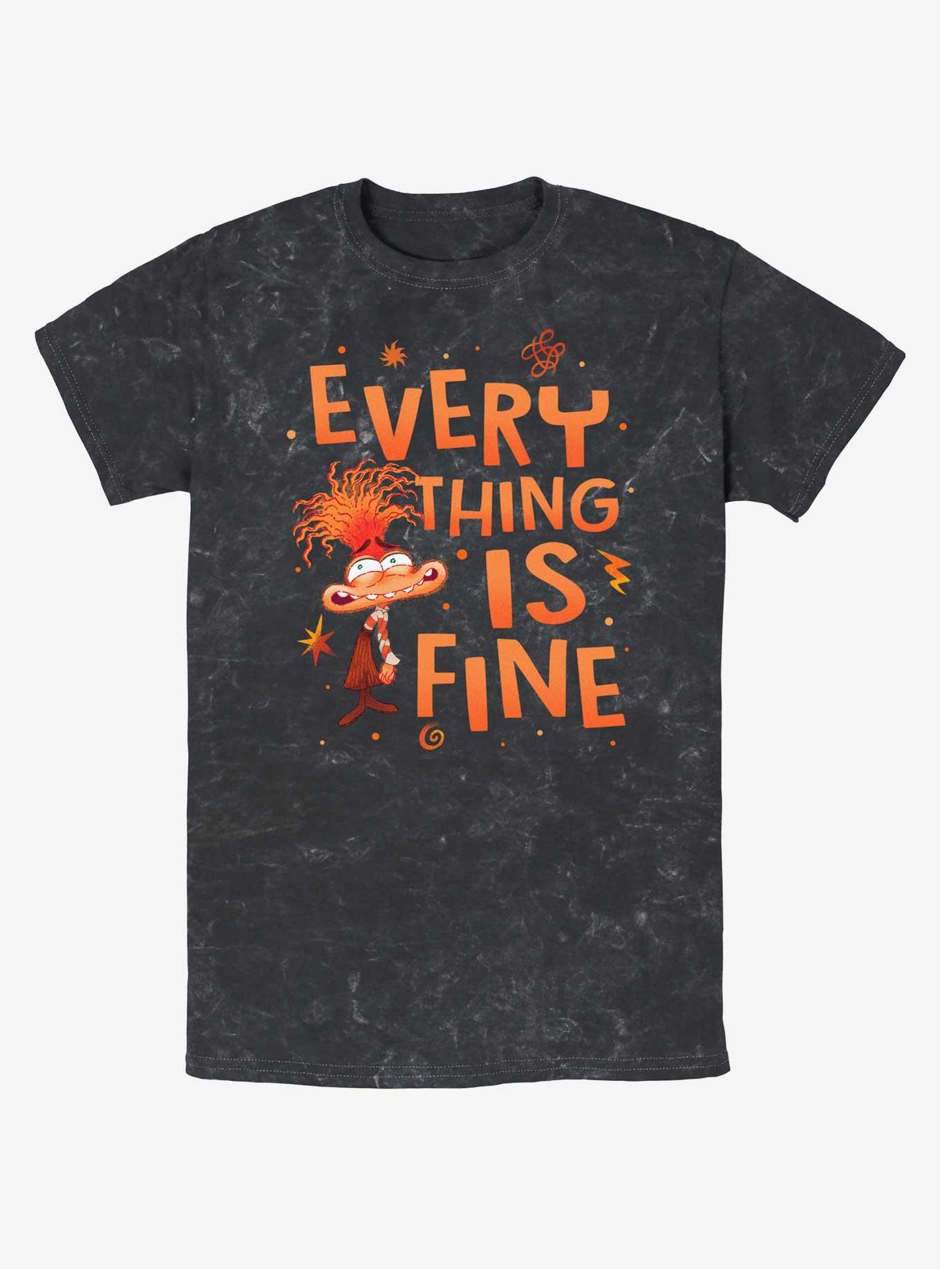 Disney Pixar Inside Out 2 This Is Fine Mineral Wash T-Shirt, BLACK, hi-res