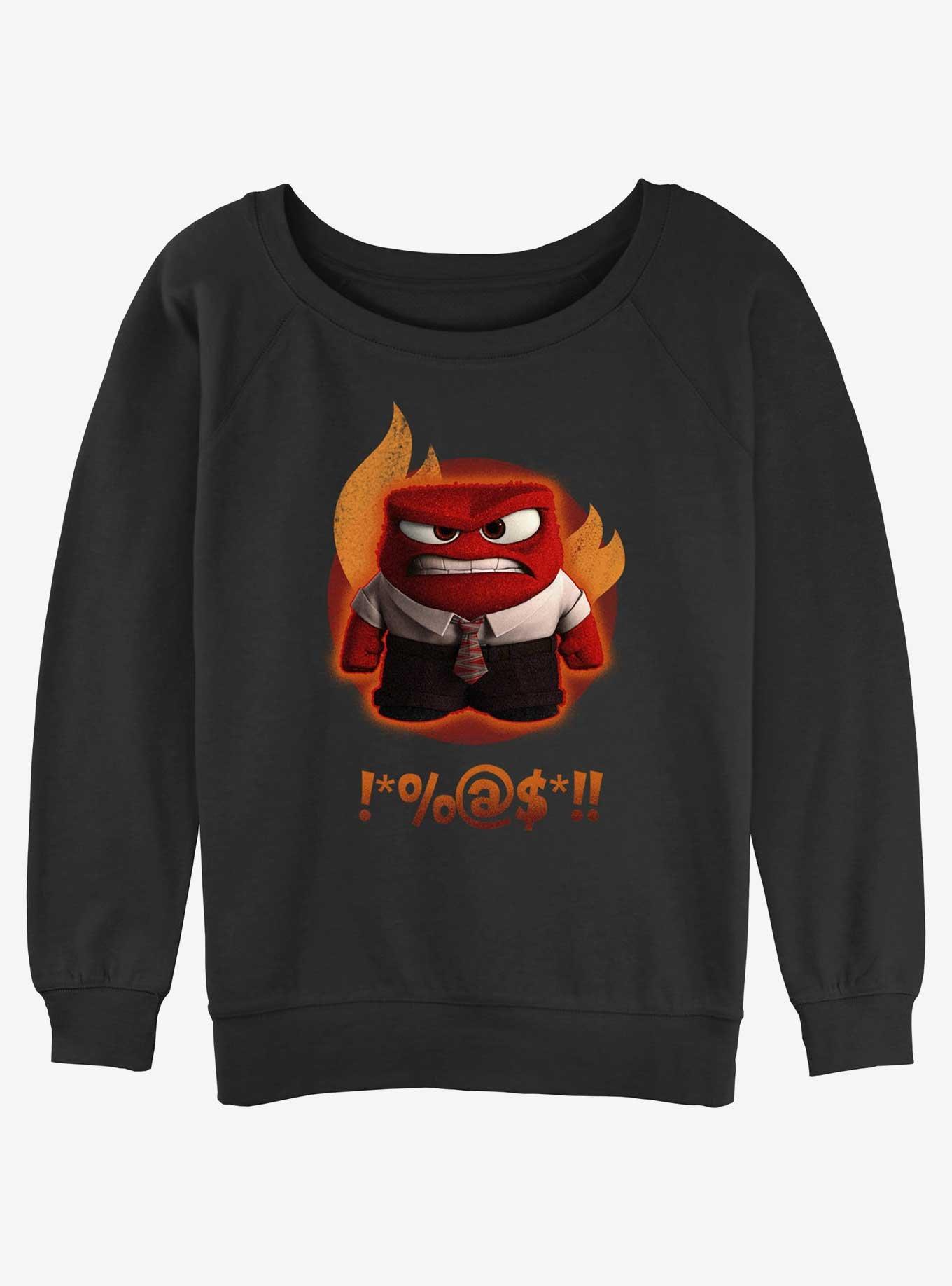 Disney Pixar Inside Out 2 Anger Managed Womens Slouchy Sweatshirt, BLACK, hi-res