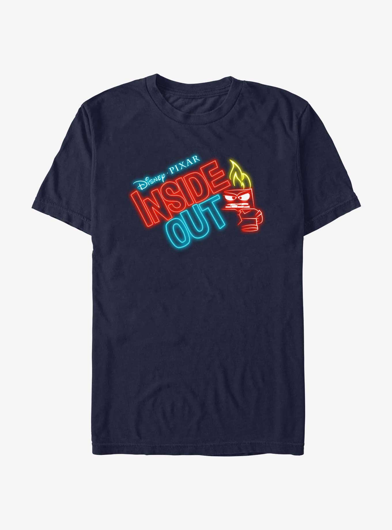 Disney Pixar Inside Out 2 Angry Neon Logo T-Shirt, NAVY, hi-res