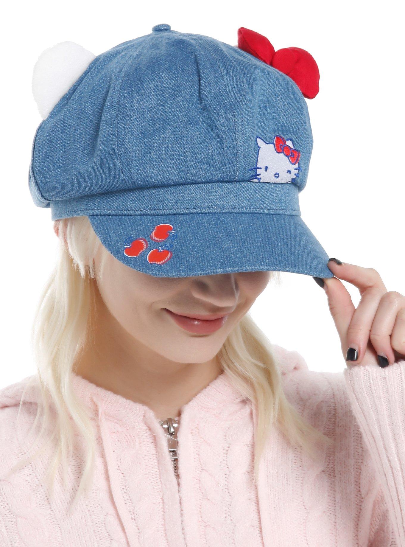 Hello Kitty Ears & Bow Denim Cabbie Hat, , hi-res