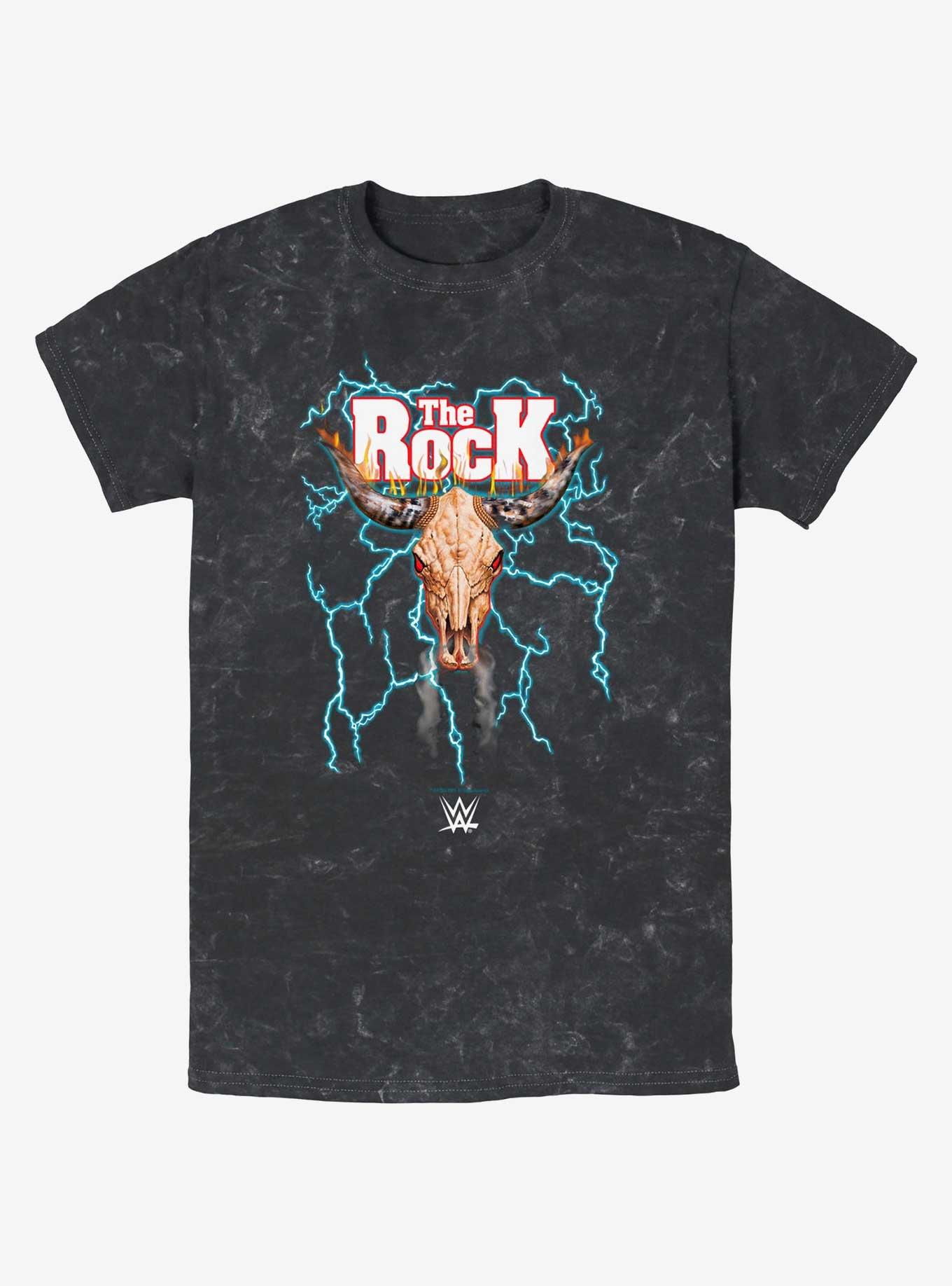 WWE The Rock Bull Skull Mineral Wash T-Shirt, , hi-res