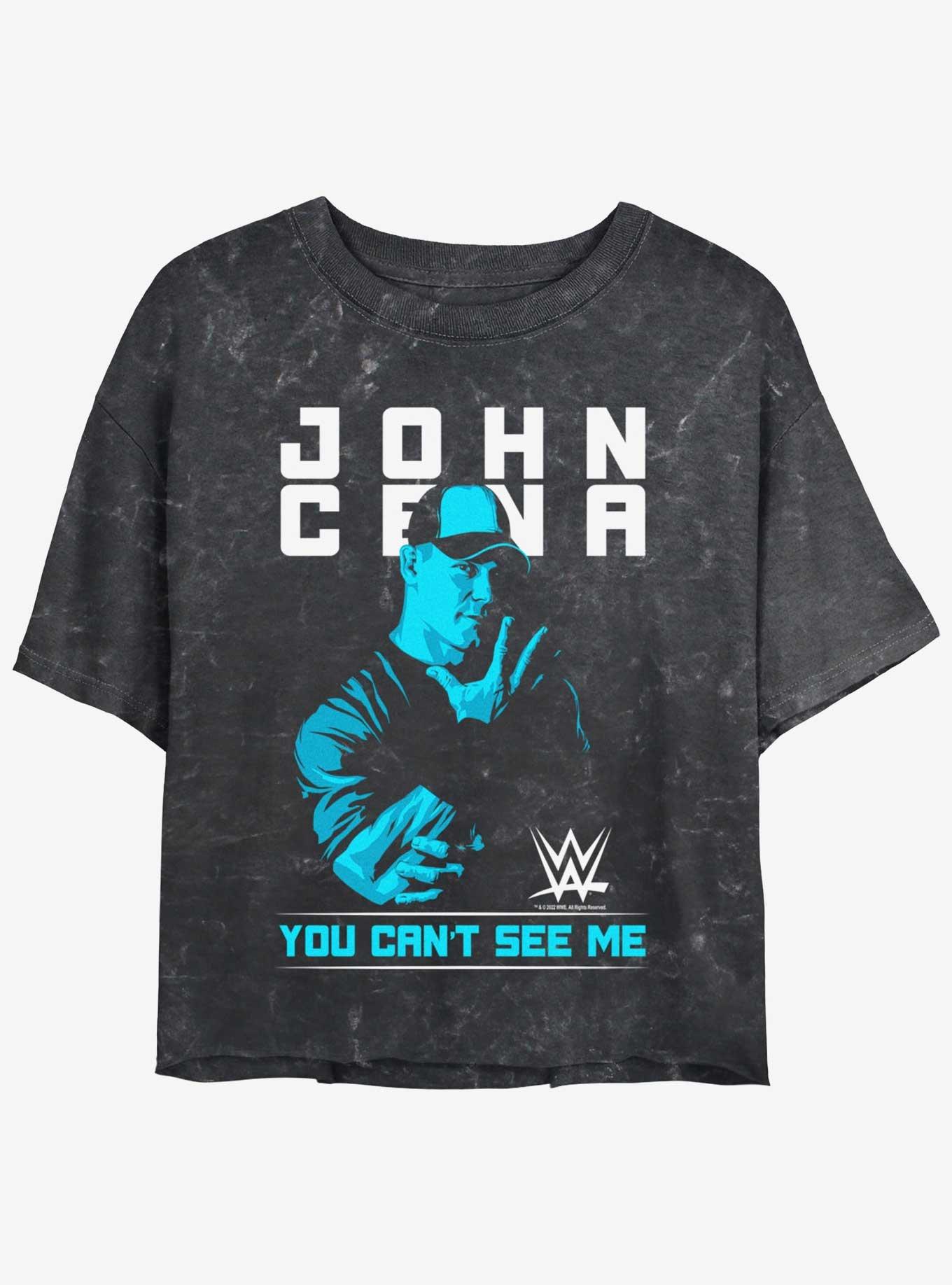 WWE John Cena You Can't See Me Mineral Wash Womens Crop T-Shirt, BLACK, hi-res