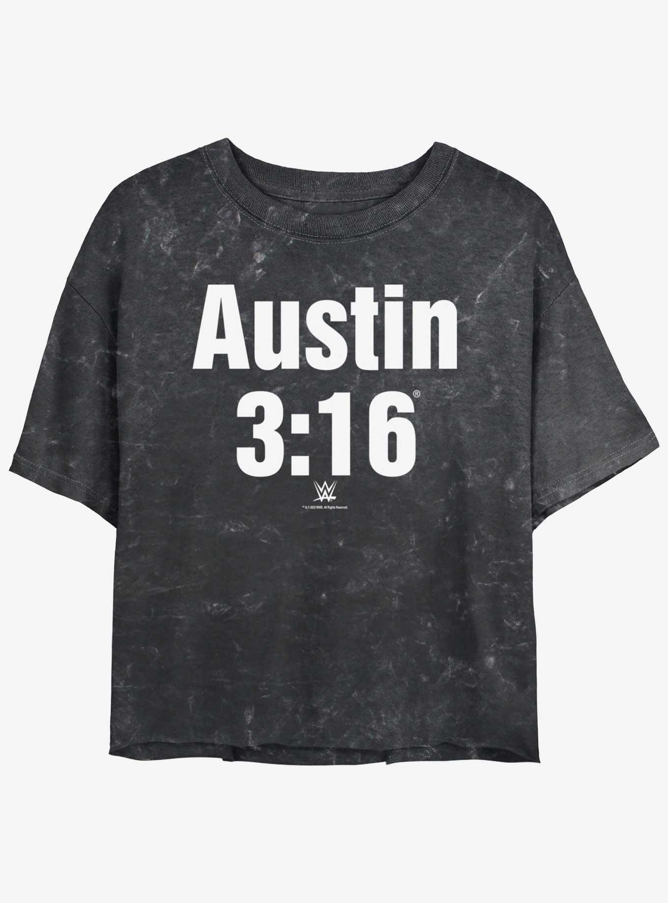 WWE Austin 3:16 Mineral Wash Womens Crop T-Shirt, BLACK, hi-res