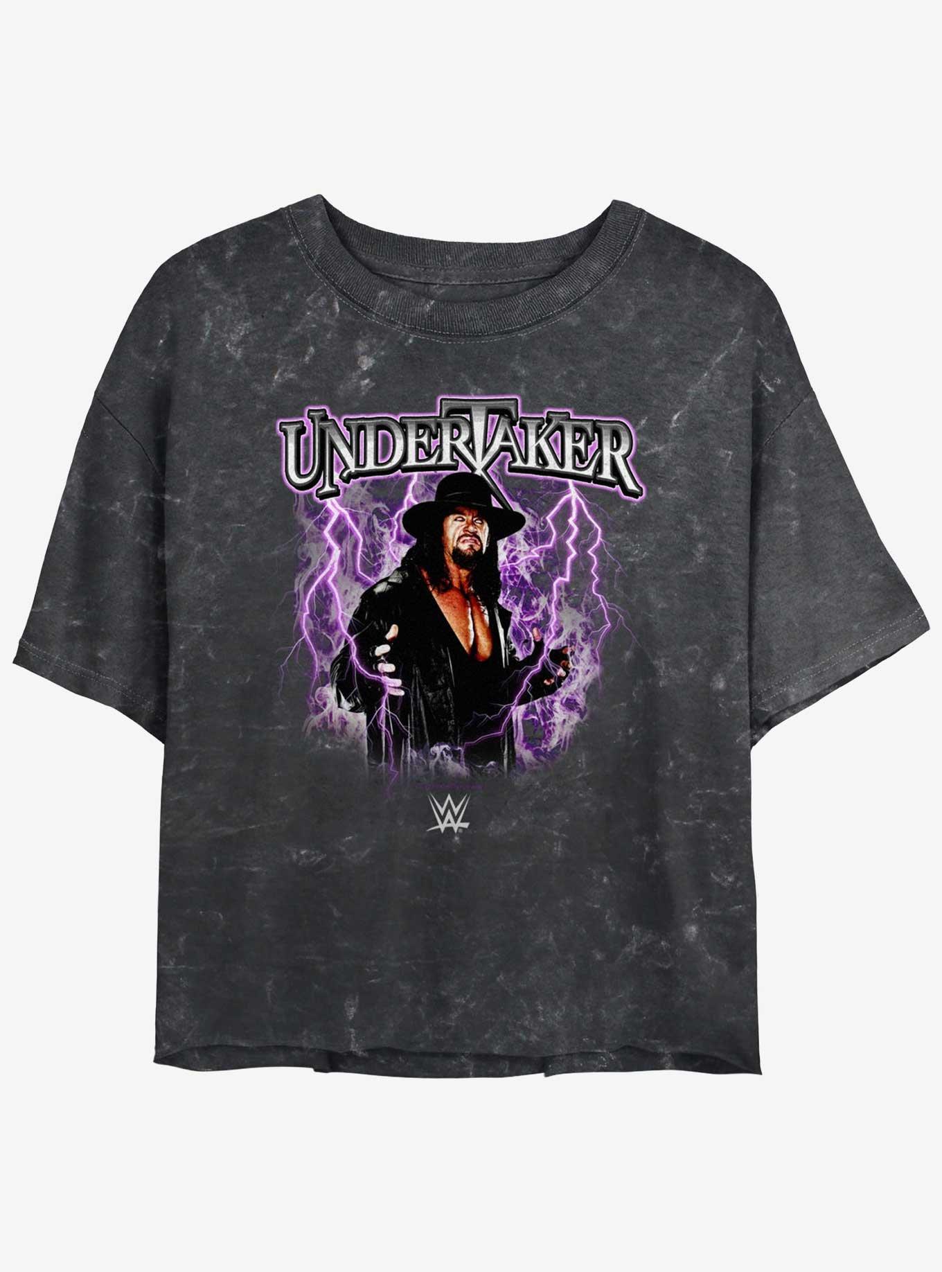 WWE The Undertaker Mineral Wash Womens Crop T-Shirt, BLACK, hi-res