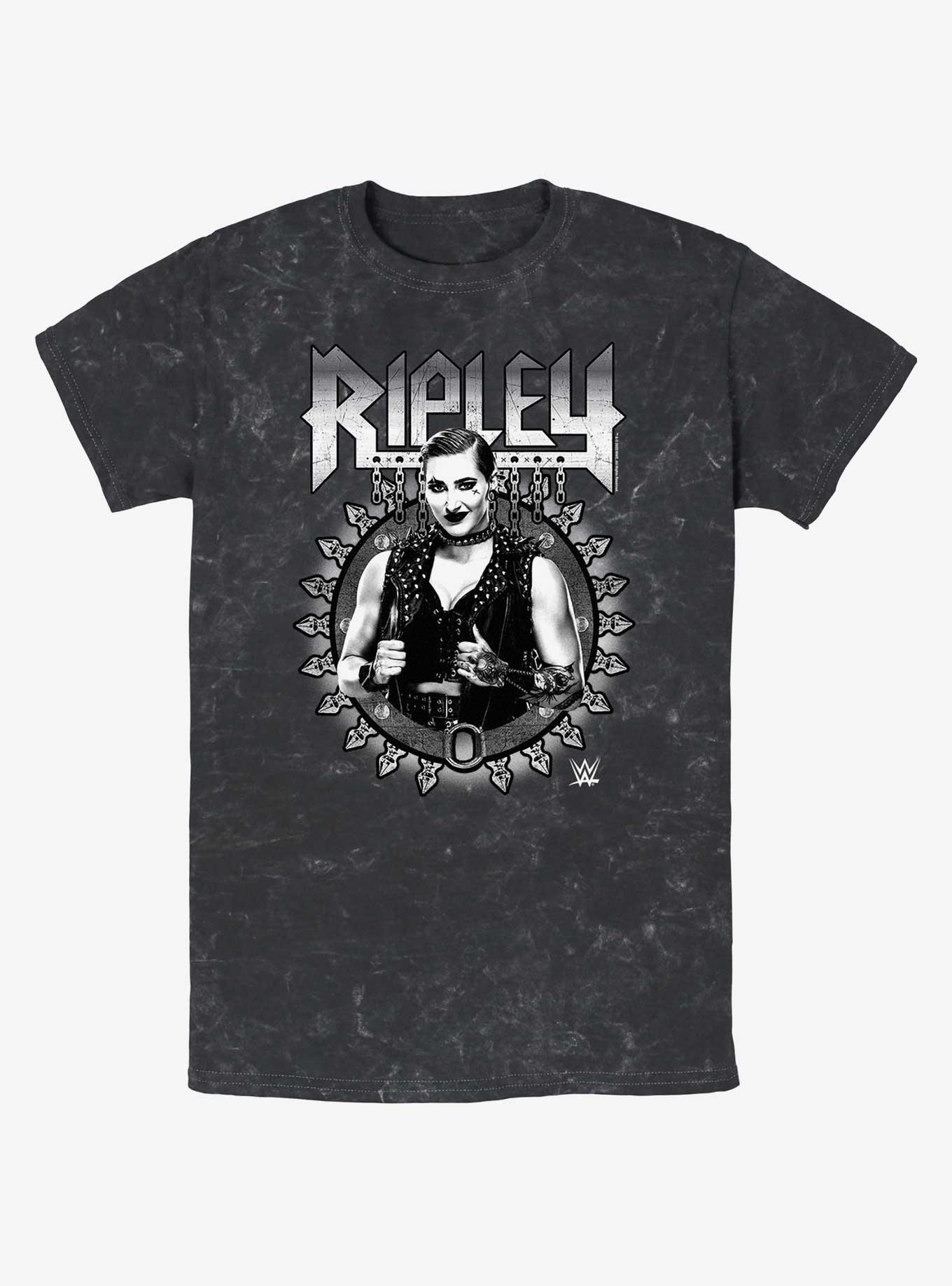 WWE Rhea Ripley Metal Mineral Wash T-Shirt, BLACK, hi-res