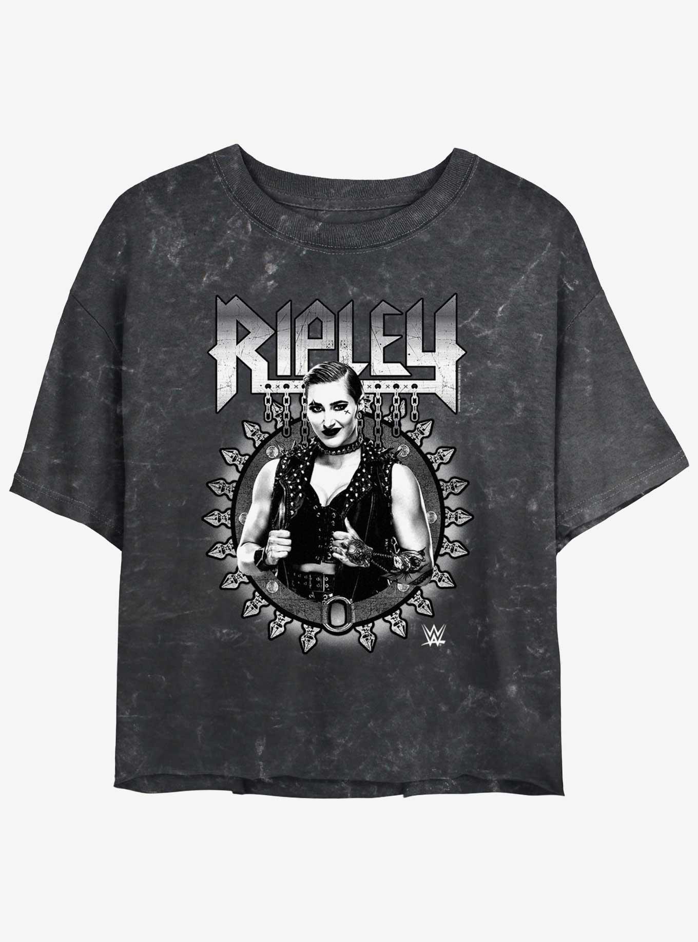 WWE Rhea Ripley Metal Mineral Wash Womens Crop T-Shirt, , hi-res