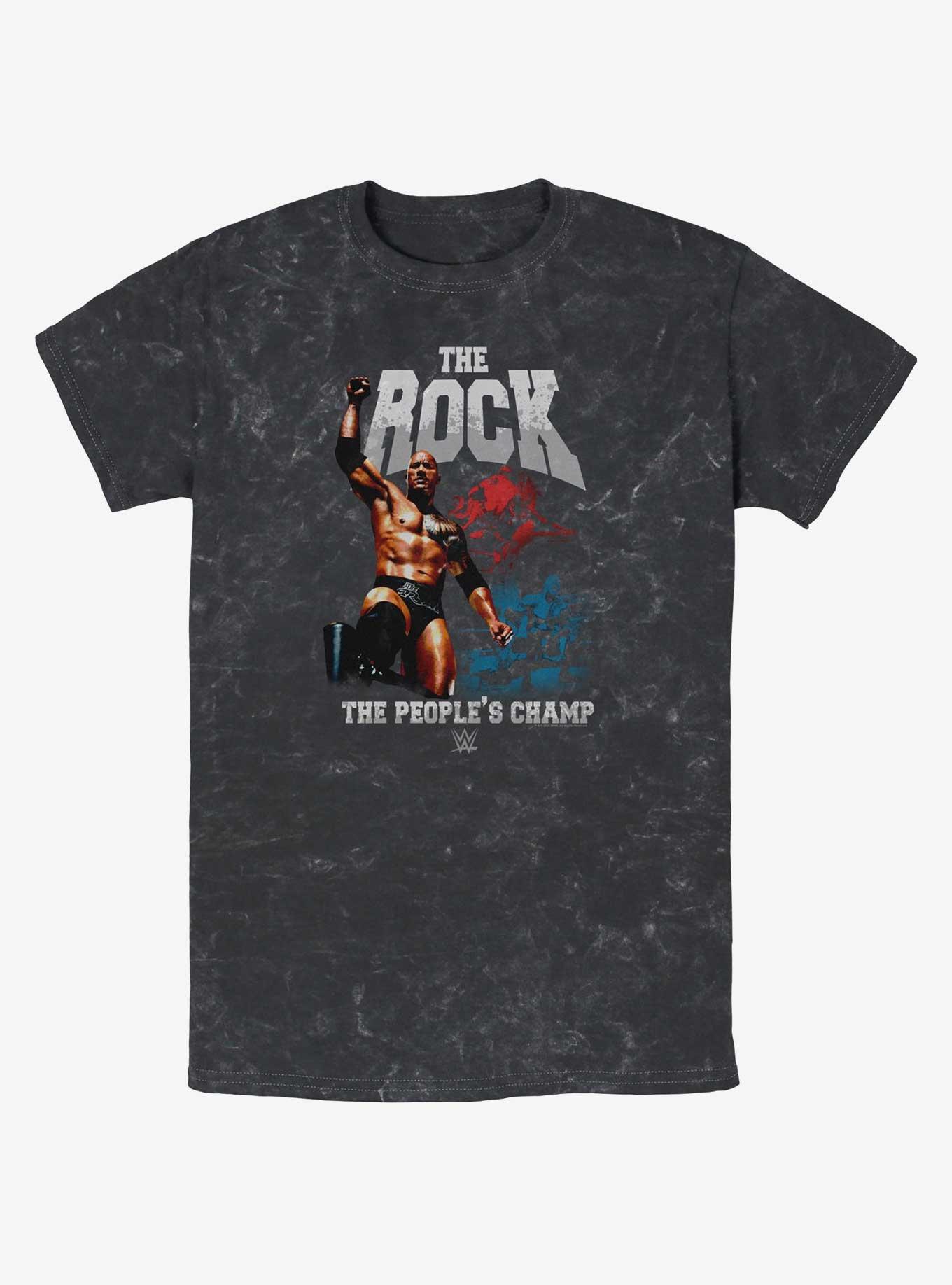 WWE The Rock The People's Champ Mineral Wash T-Shirt, BLACK, hi-res