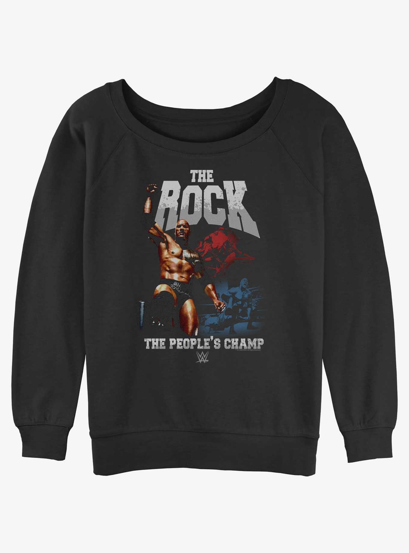 WWE The Rock The People's Champ Womens Slouchy Sweatshirt, BLACK, hi-res