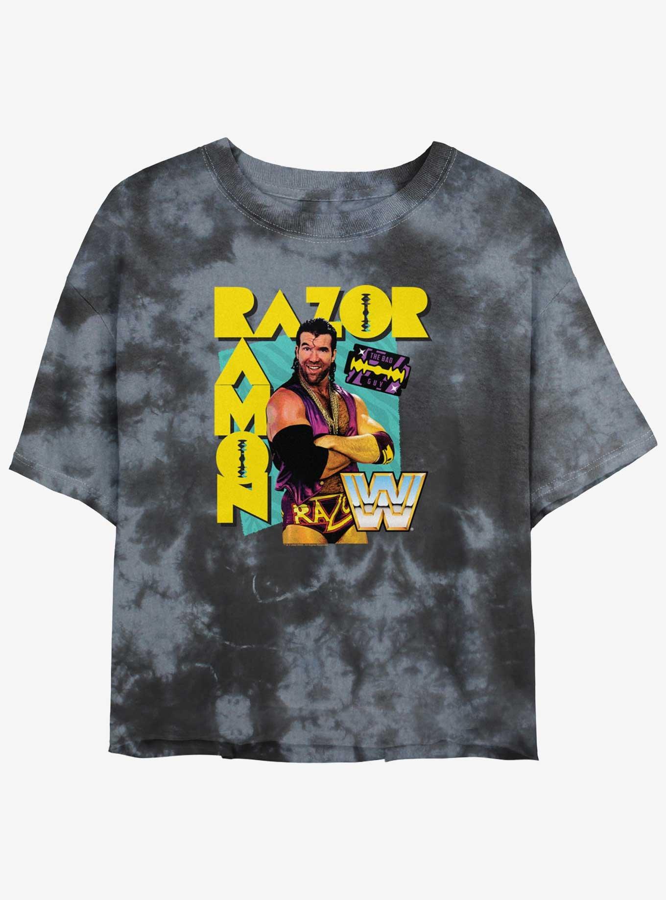 WWE Razor Ramon Hype Tie Dye Crop Girls T-Shirt, BLKCHAR, hi-res