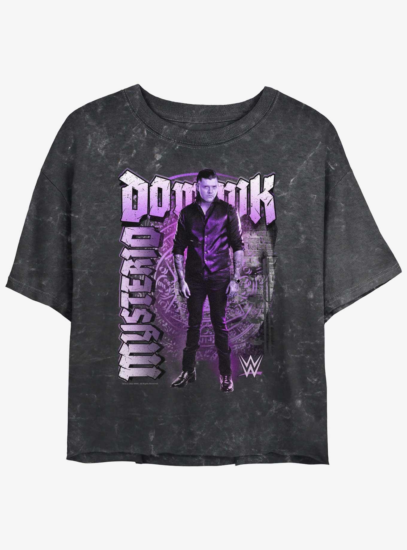 WWE Dominik Mysterio Mineral Wash Womens Crop T-Shirt, BLACK, hi-res