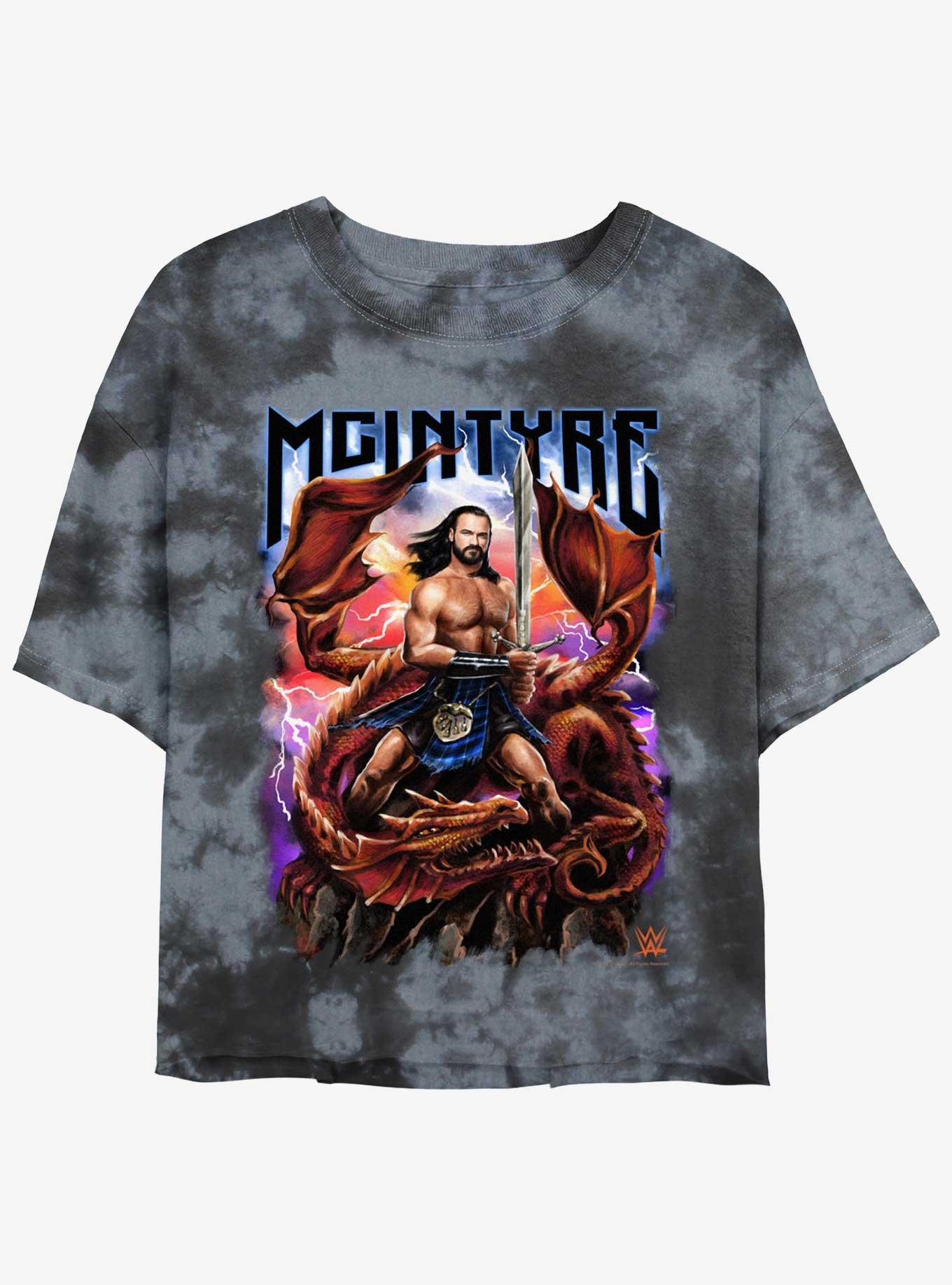 WWE Drew McIntyre Dragon Tie Dye Crop Girls T-Shirt, BLKCHAR, hi-res