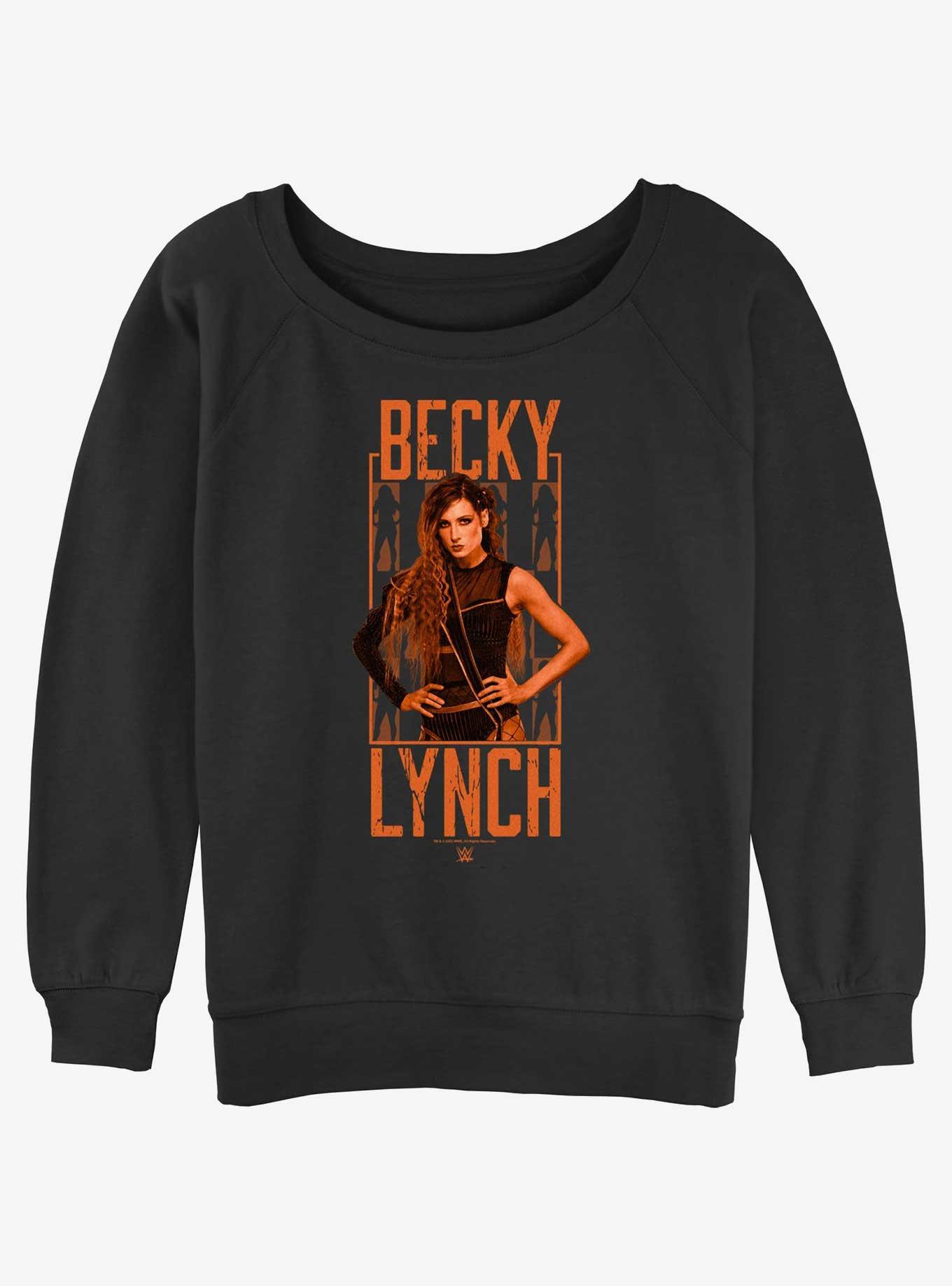 WWE Becky Lynch Portrait Logo Womens Slouchy Sweatshirt, BLACK, hi-res