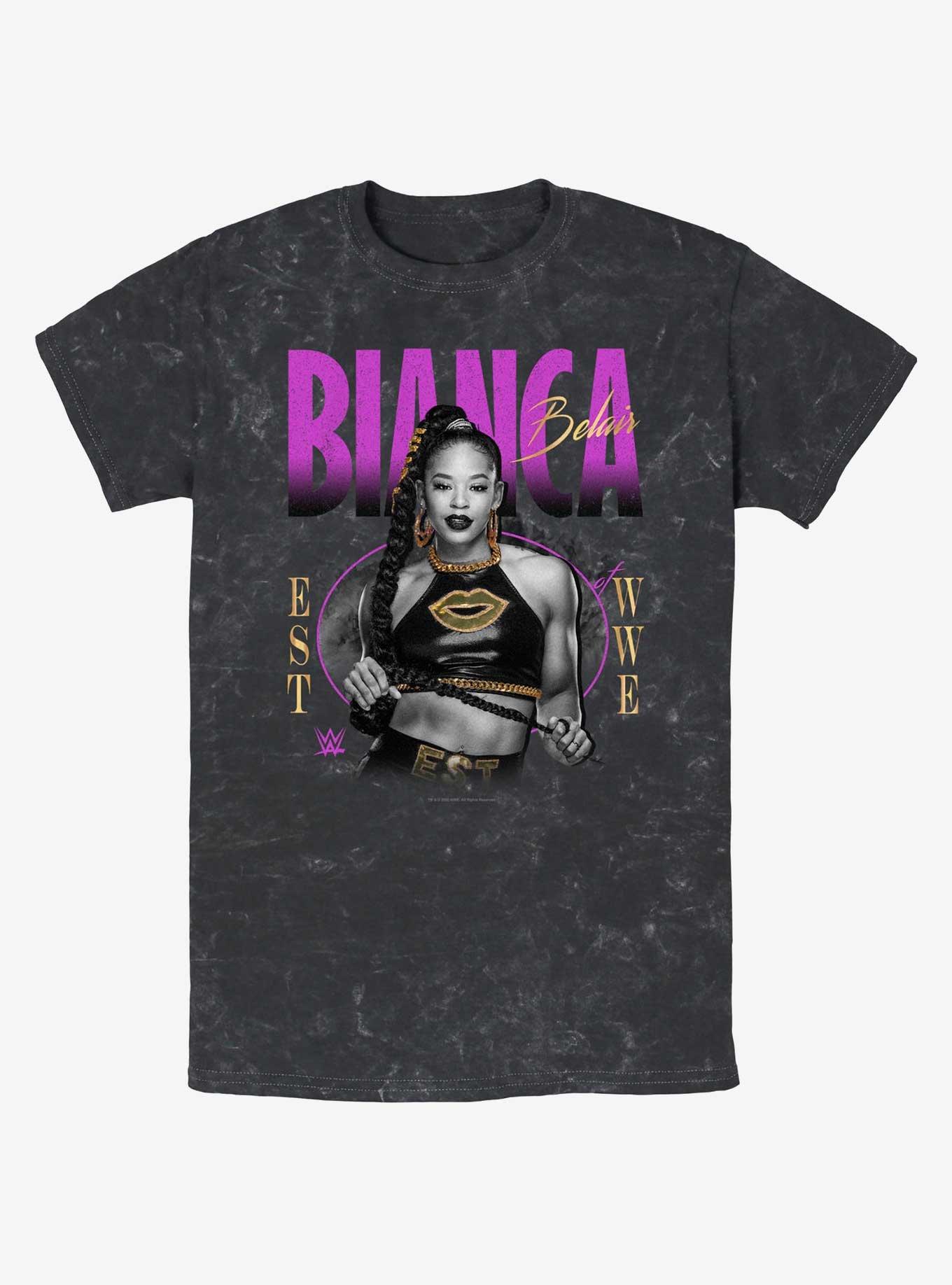 WWE Bianca Belair Bling Mineral Wash T-Shirt, BLACK, hi-res