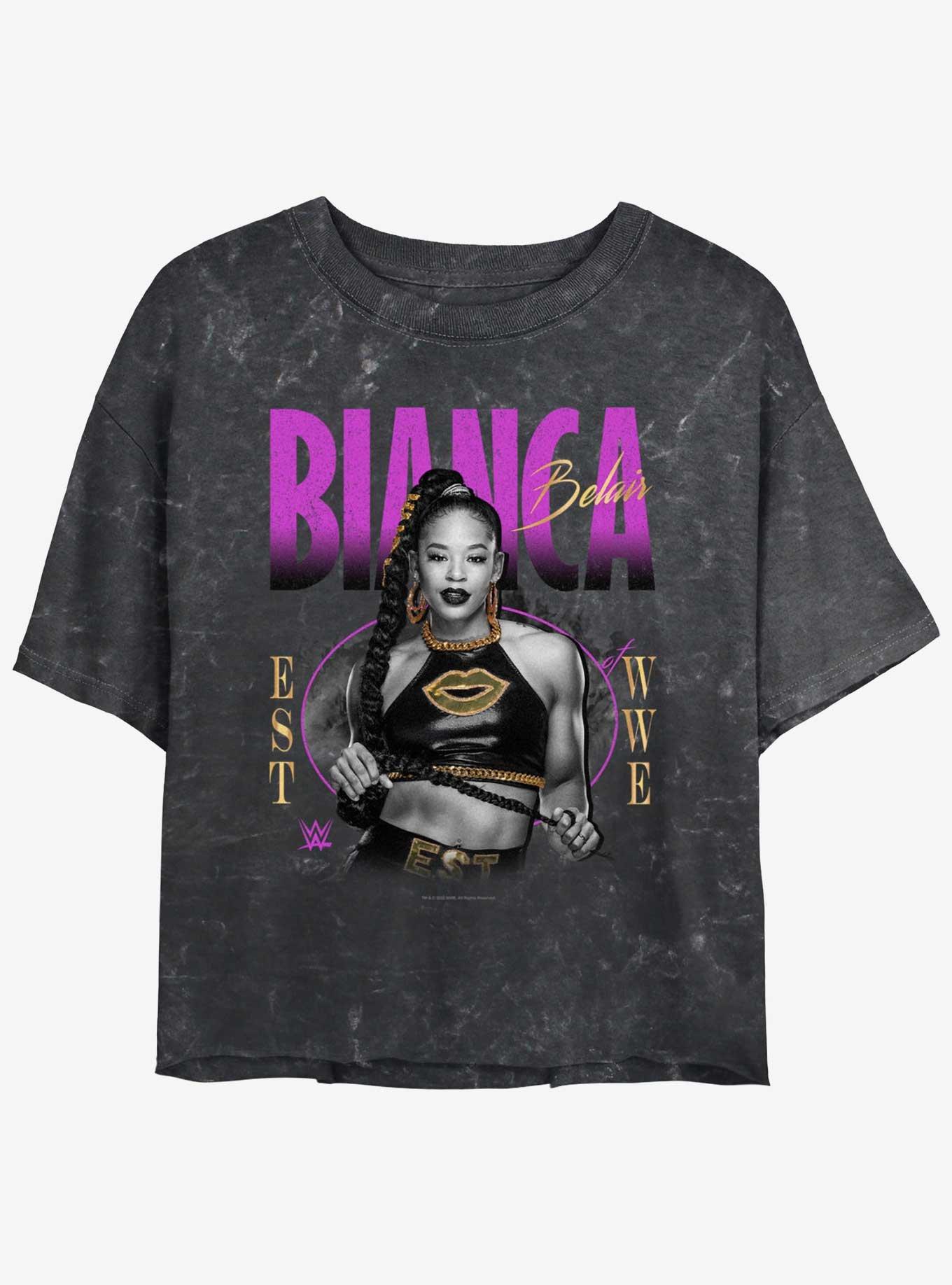 WWE Bianca Belair Bling Mineral Wash Womens Crop T-Shirt, BLACK, hi-res