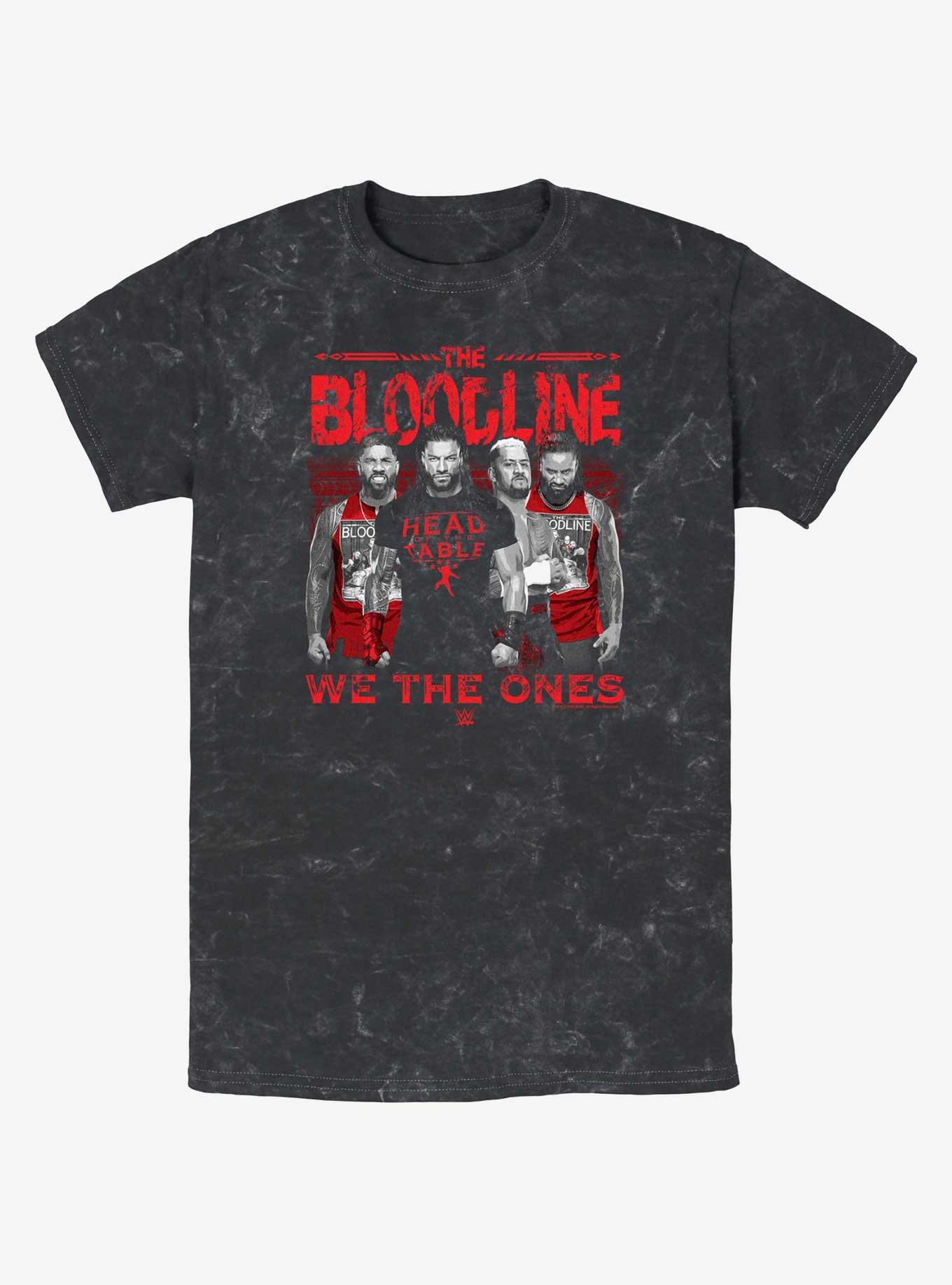 WWE Bloodline Group Mineral Wash T-Shirt, BLACK, hi-res