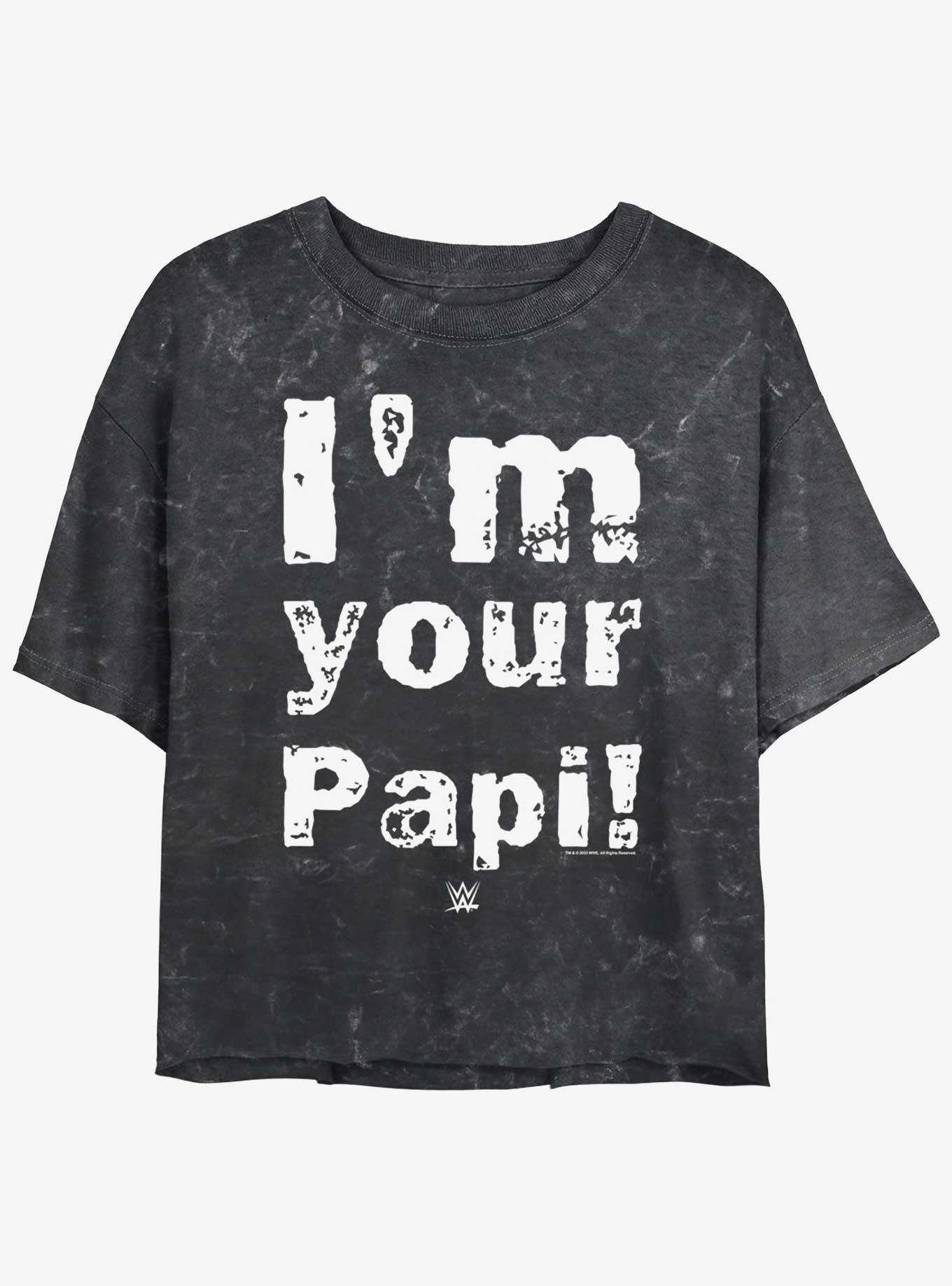 WWE Papi Eddie Guerrero Mineral Wash Womens Crop T-Shirt, BLACK, hi-res