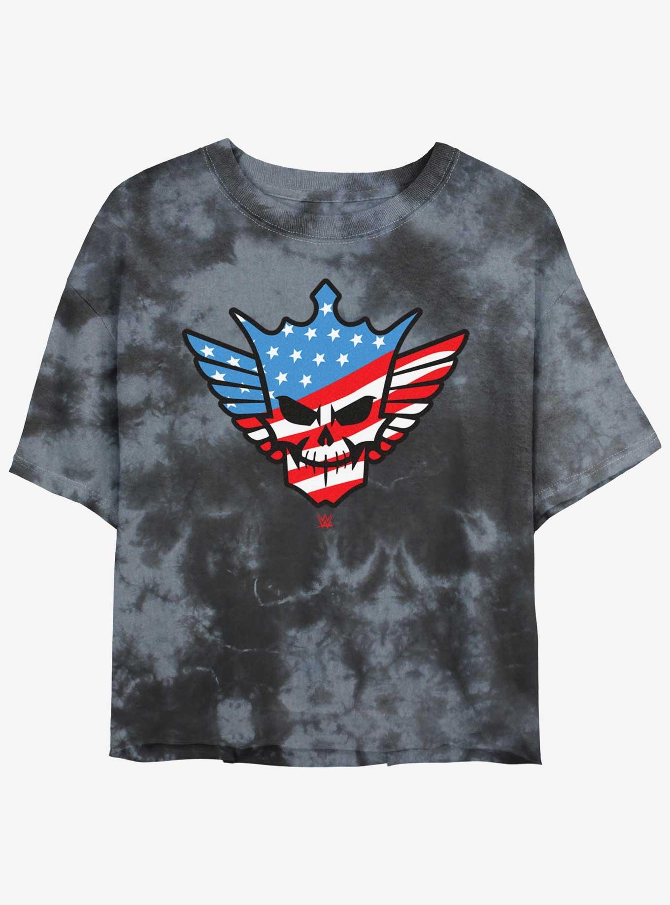 WWE Cody Rhodes American Nightmare Skull Tie Dye Crop Girls T-Shirt, BLKCHAR, hi-res