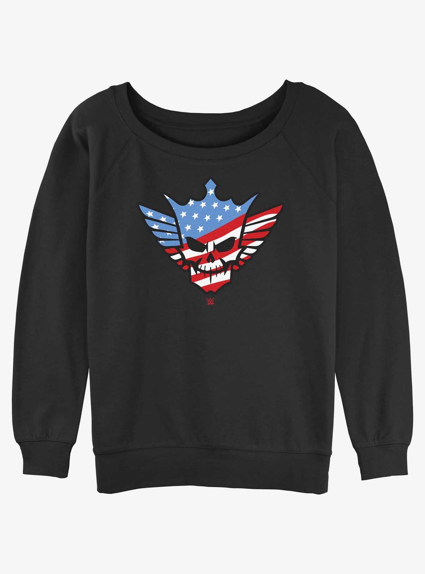 WWE Cody Rhodes American Nightmare Skull Womens Slouchy Sweatshirt, BLACK, hi-res