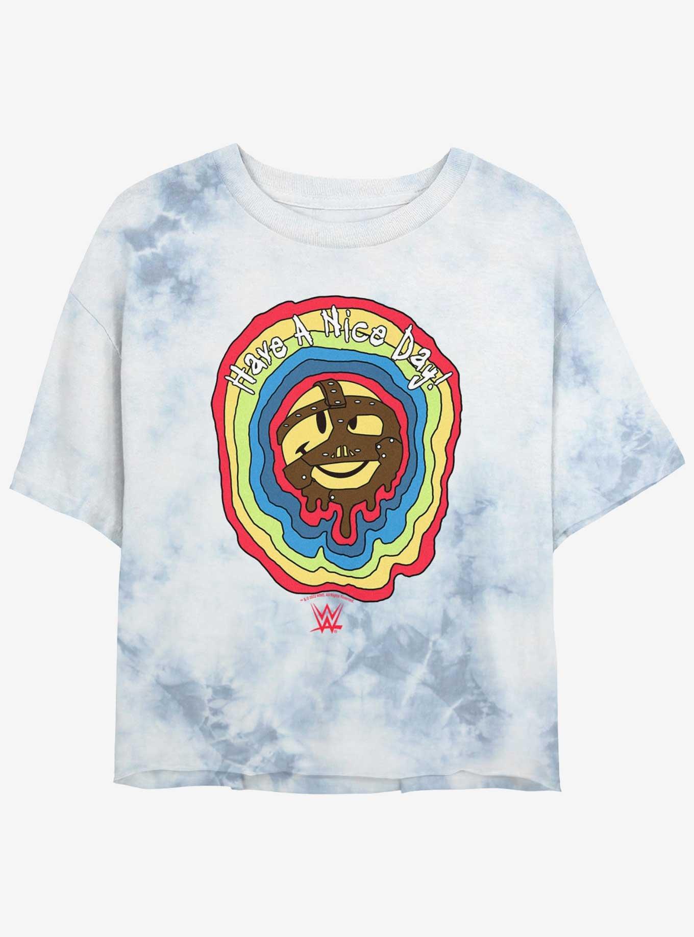 WWE Mick Foley Mankind Have A Nice Day! Tie Dye Crop Girls T-Shirt, WHITEBLUE, hi-res