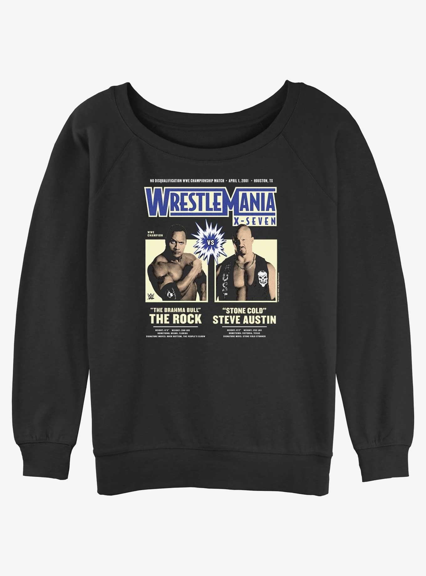 WWE WrestleMania X7 The Rock Vs Steve Austin Womens Slouchy Sweatshirt, , hi-res