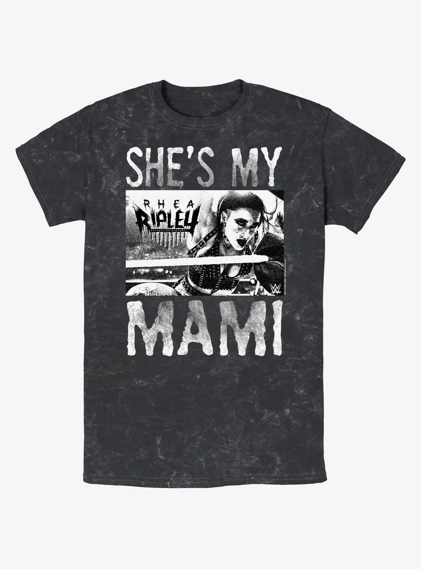 WWE Rhea Ripley She's My Mami Mineral Wash T-Shirt, BLACK, hi-res