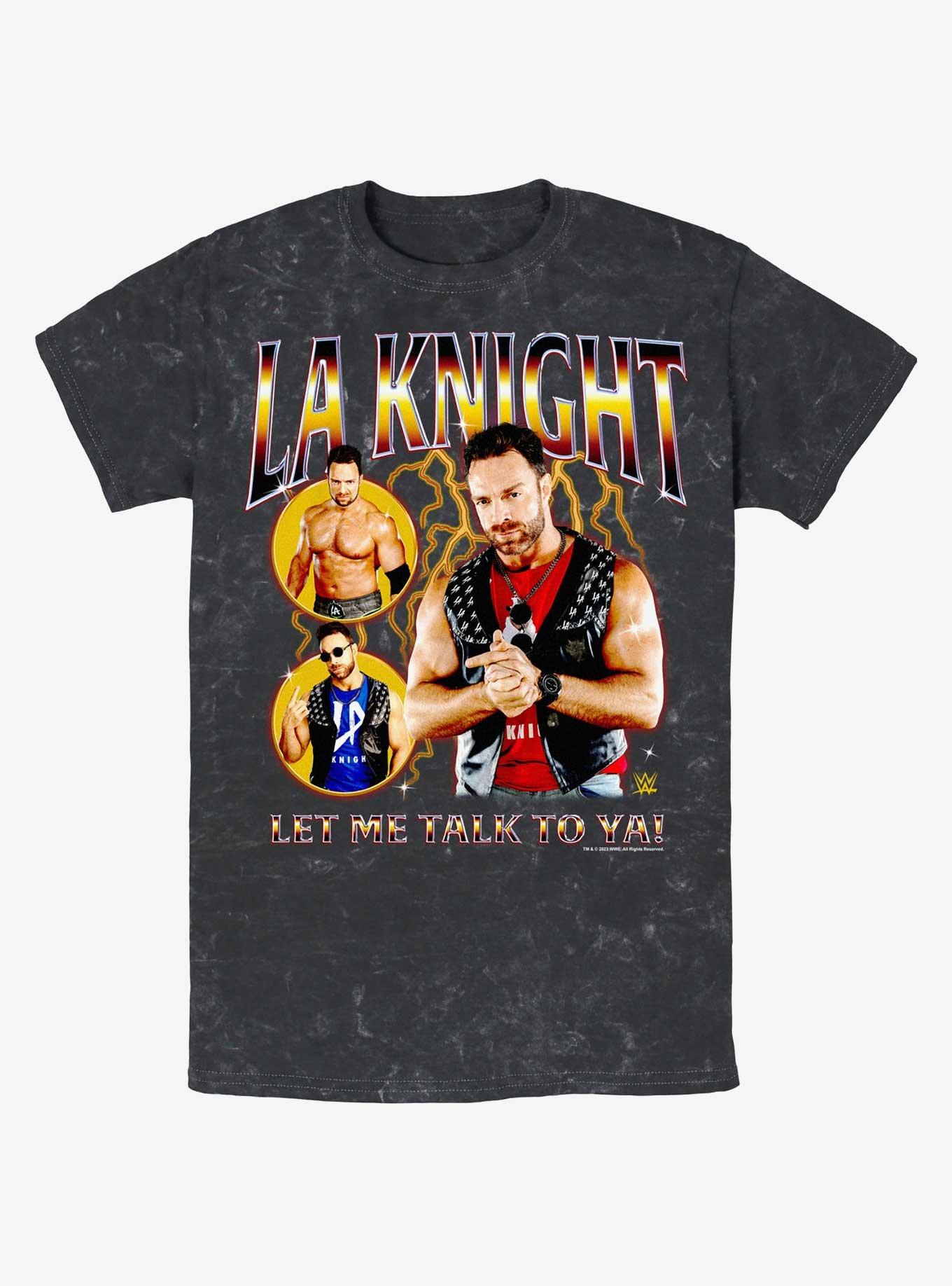 WWE LA Knight Let Me Talk To Ya Collage Mineral Wash T-Shirt, BLACK, hi-res