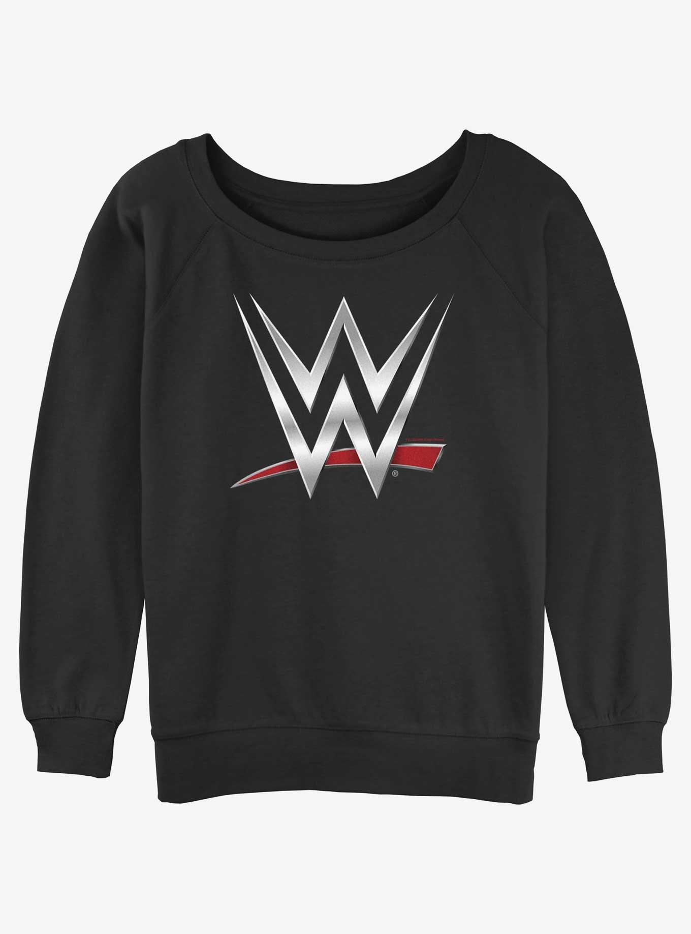 WWE Chrome Logo Girls Slouchy Sweatshirt, BLACK, hi-res