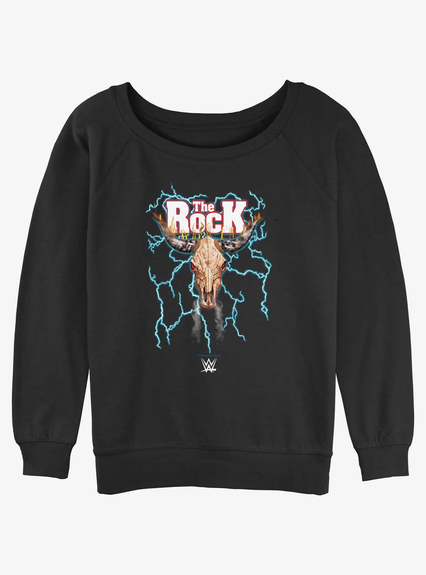 WWE The Rock Bull Skull Girls Slouchy Sweatshirt, BLACK, hi-res