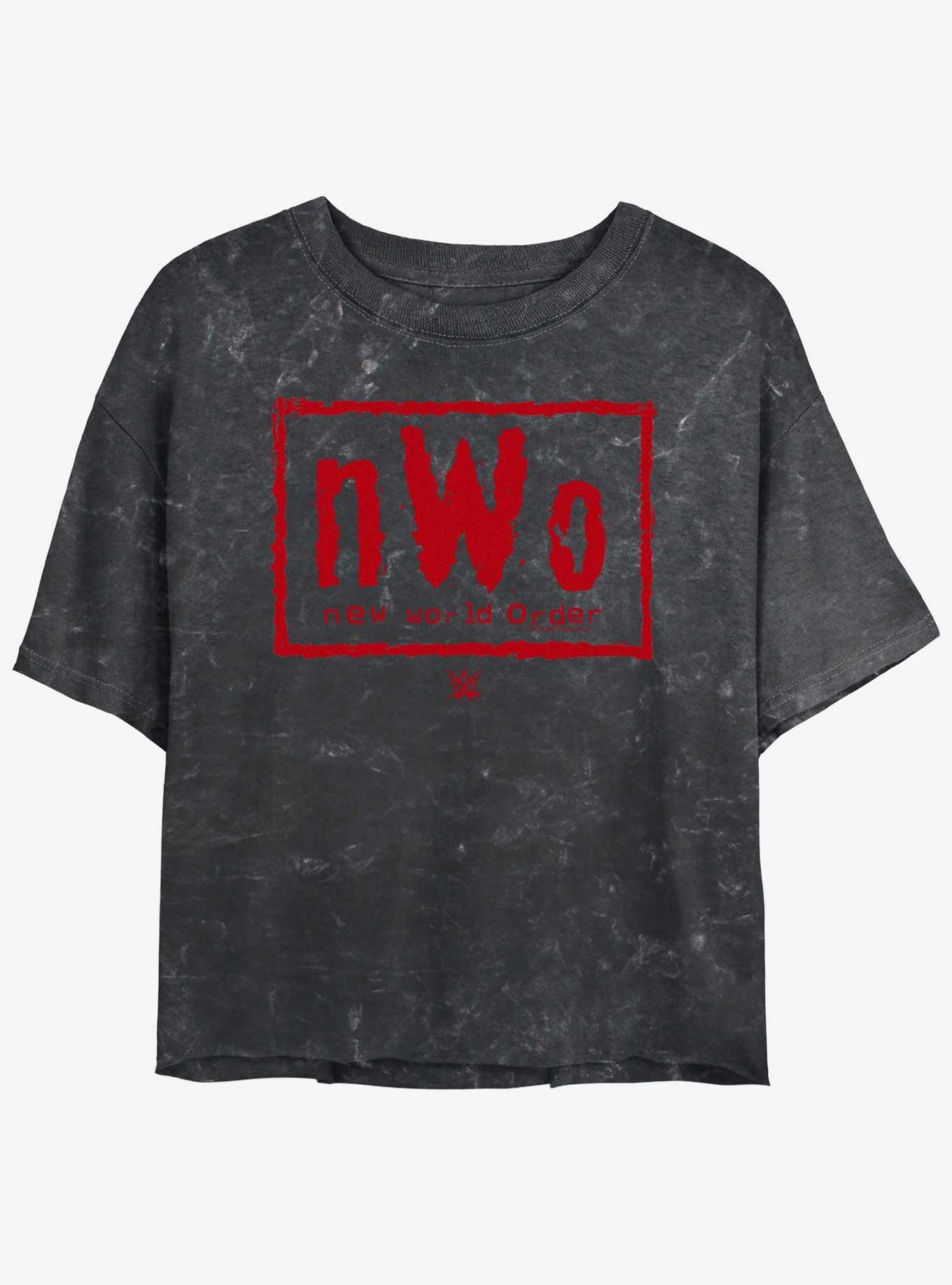 WWE Team NWO Mineral Wash Girls Crop T-Shirt, BLACK, hi-res