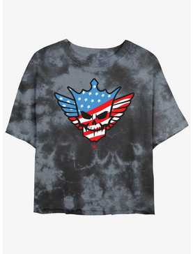 WWE Cody Rhodes American Nightmare Skull Tie Dye Crop Girls T-Shirt, , hi-res