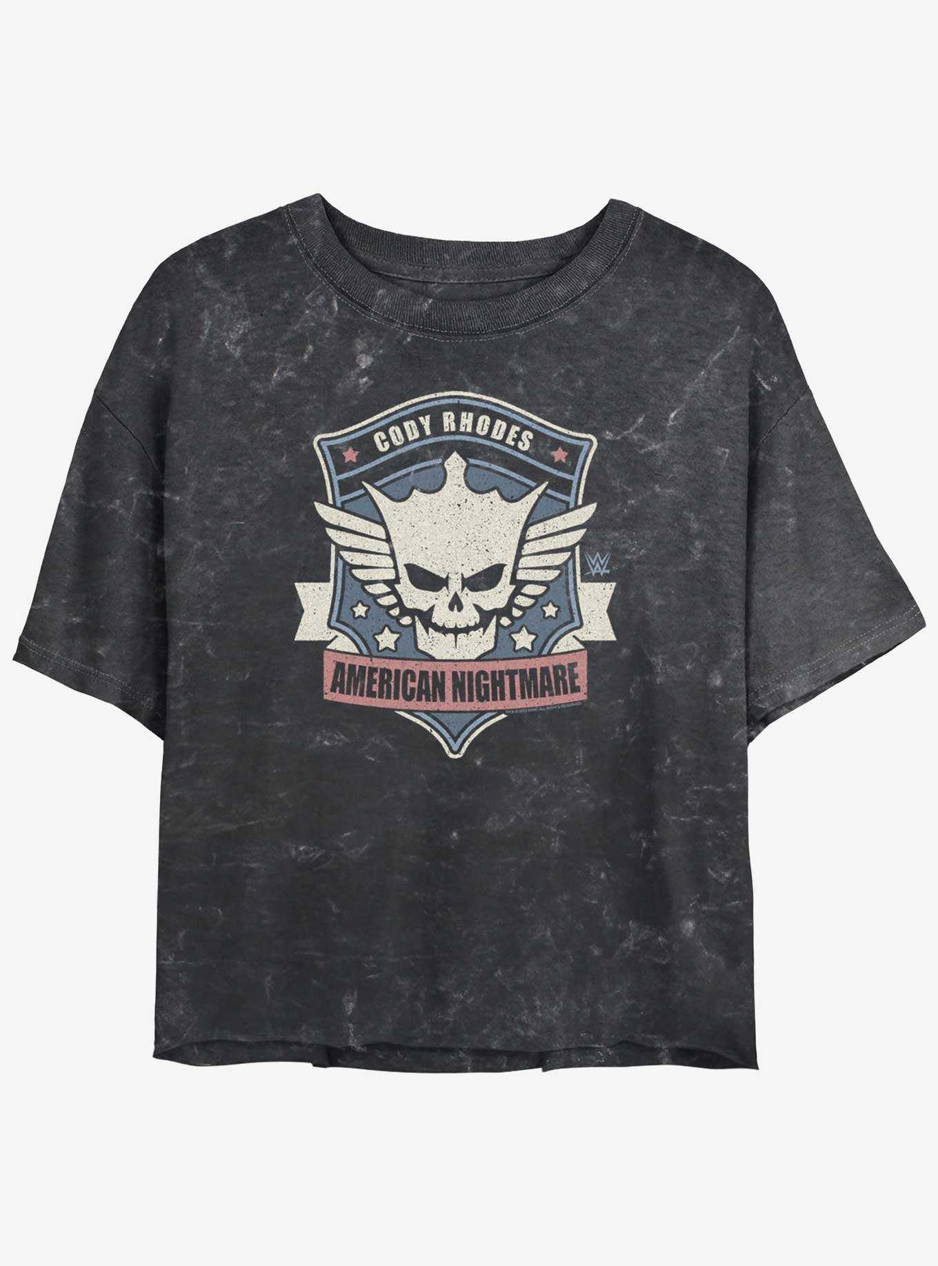 WWE American Nightmare Cody Rhodes Crest Mineral Wash Girls Crop T-Shirt, , hi-res