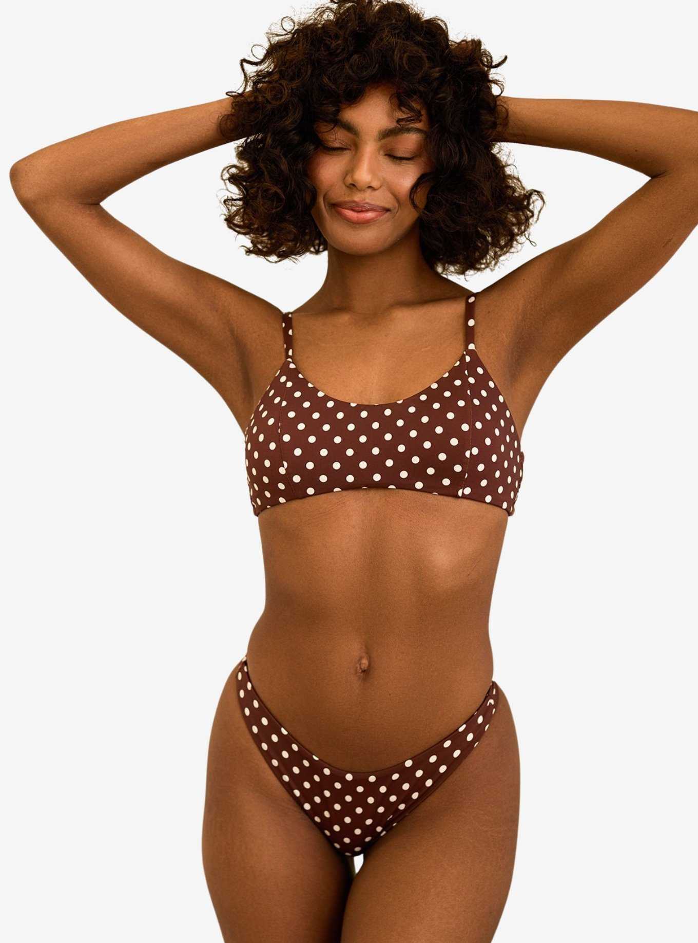 Dippin' Daisy's Seaport High Cut Thong Swim Bottom Dotted Brown, , hi-res