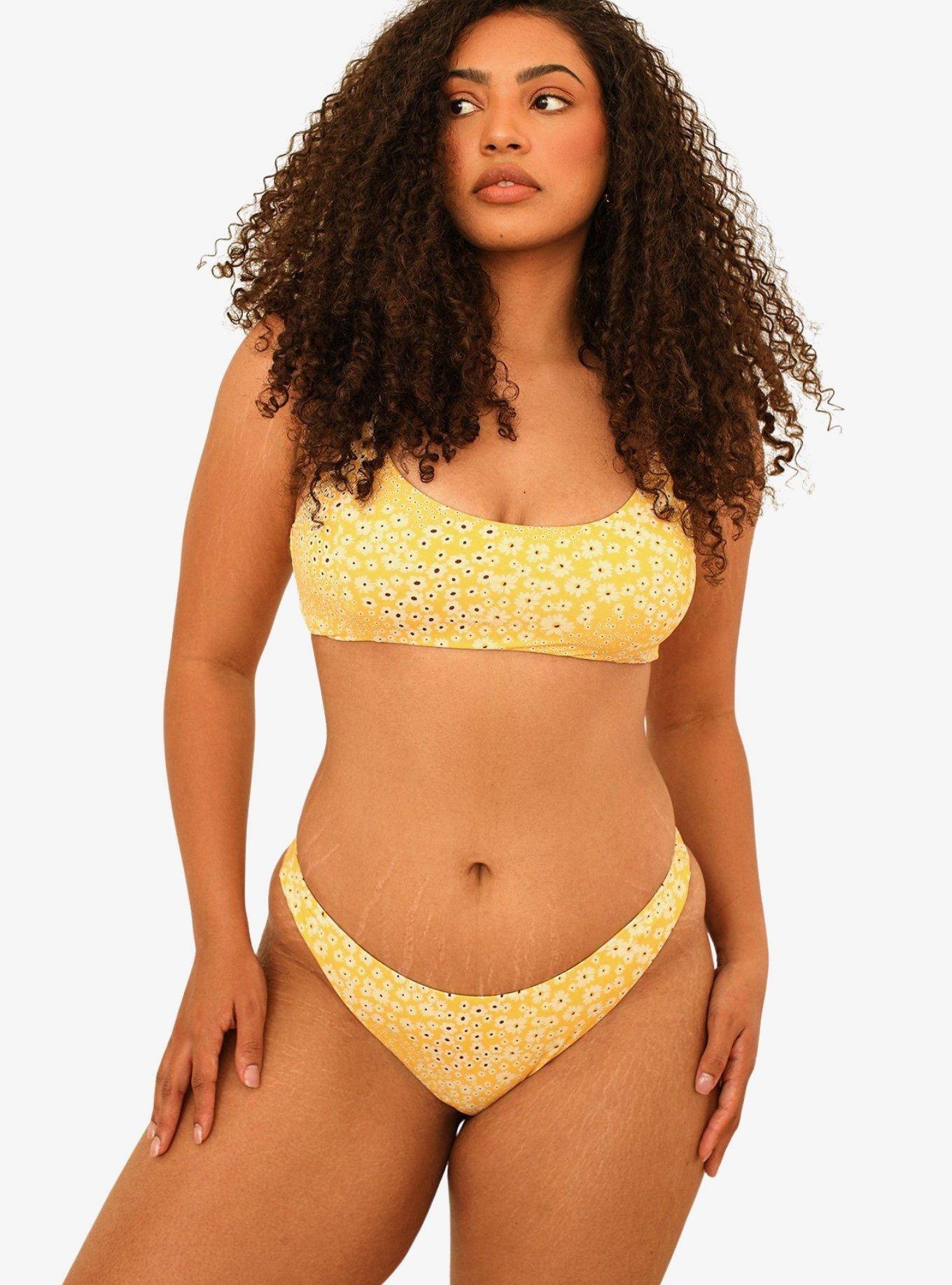 Dippin' Daisy's Seaport High Cut Thong Swim Bottom Golden Ditsy, FLORAL - YELLOW, hi-res