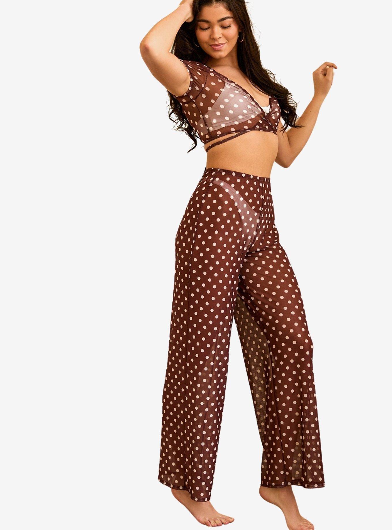 Dippin' Daisy's That Girl Swim Cover-Up Pants Dotted Brown, , hi-res