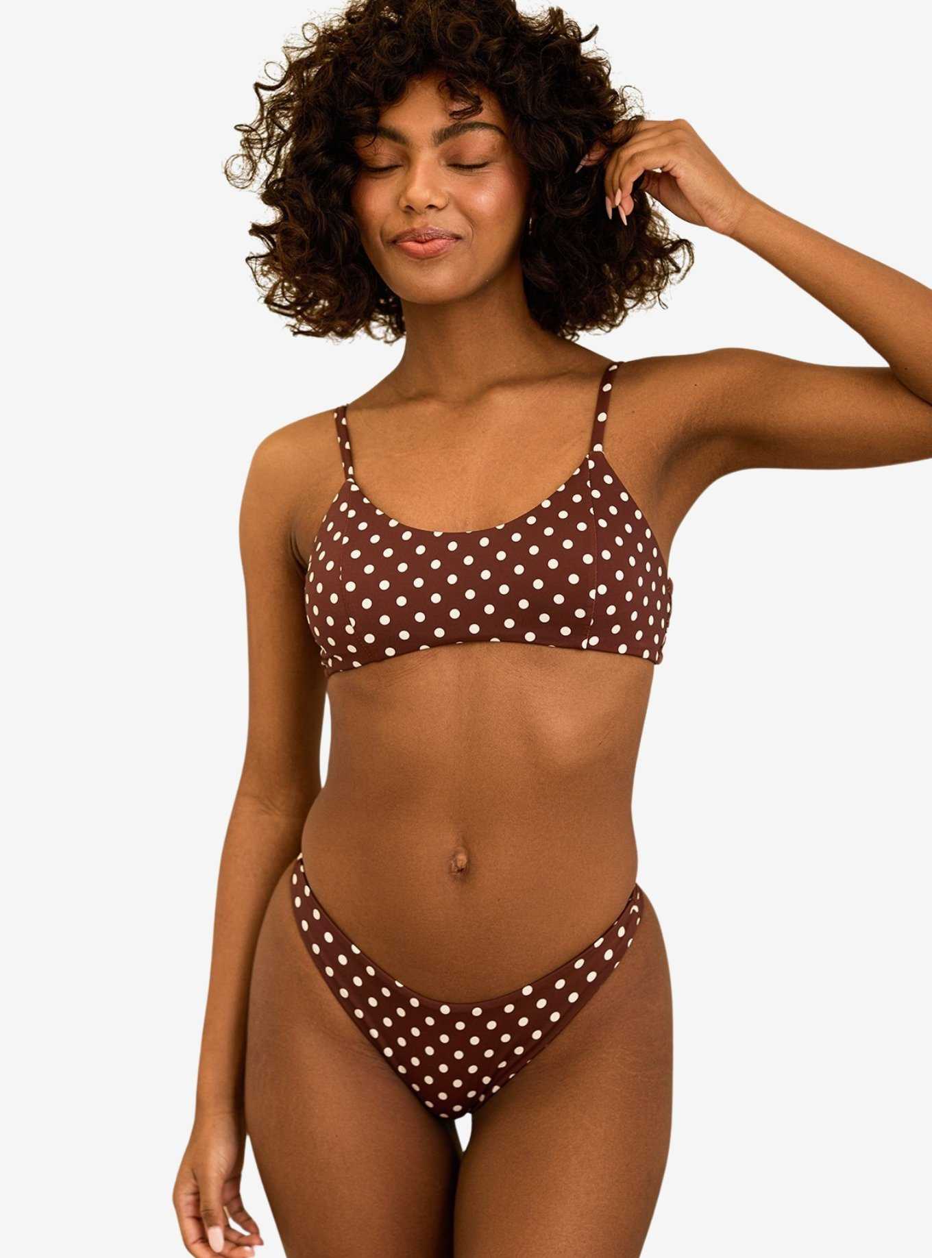 Dippin' Daisy's Redondo Adjustable Strap Swim Top Dotted Brown, , hi-res
