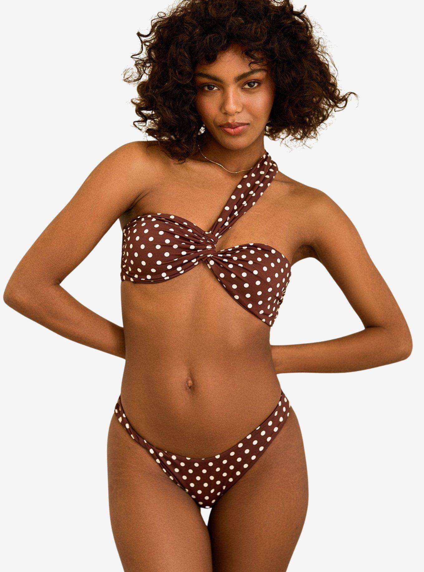 Dippin' Daisy's Charlie Cheeky Swim Bottom Dotted Brown, BROWN, hi-res