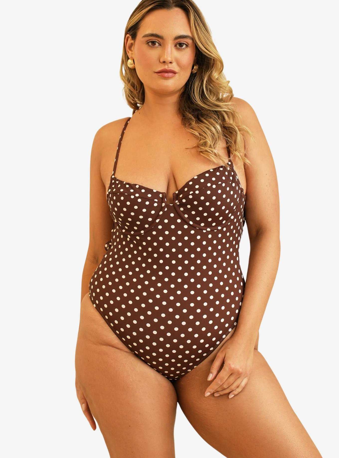 Dippin' Daisy's Saltwater Thigh High Swim One Piece Dotted Brown, , hi-res