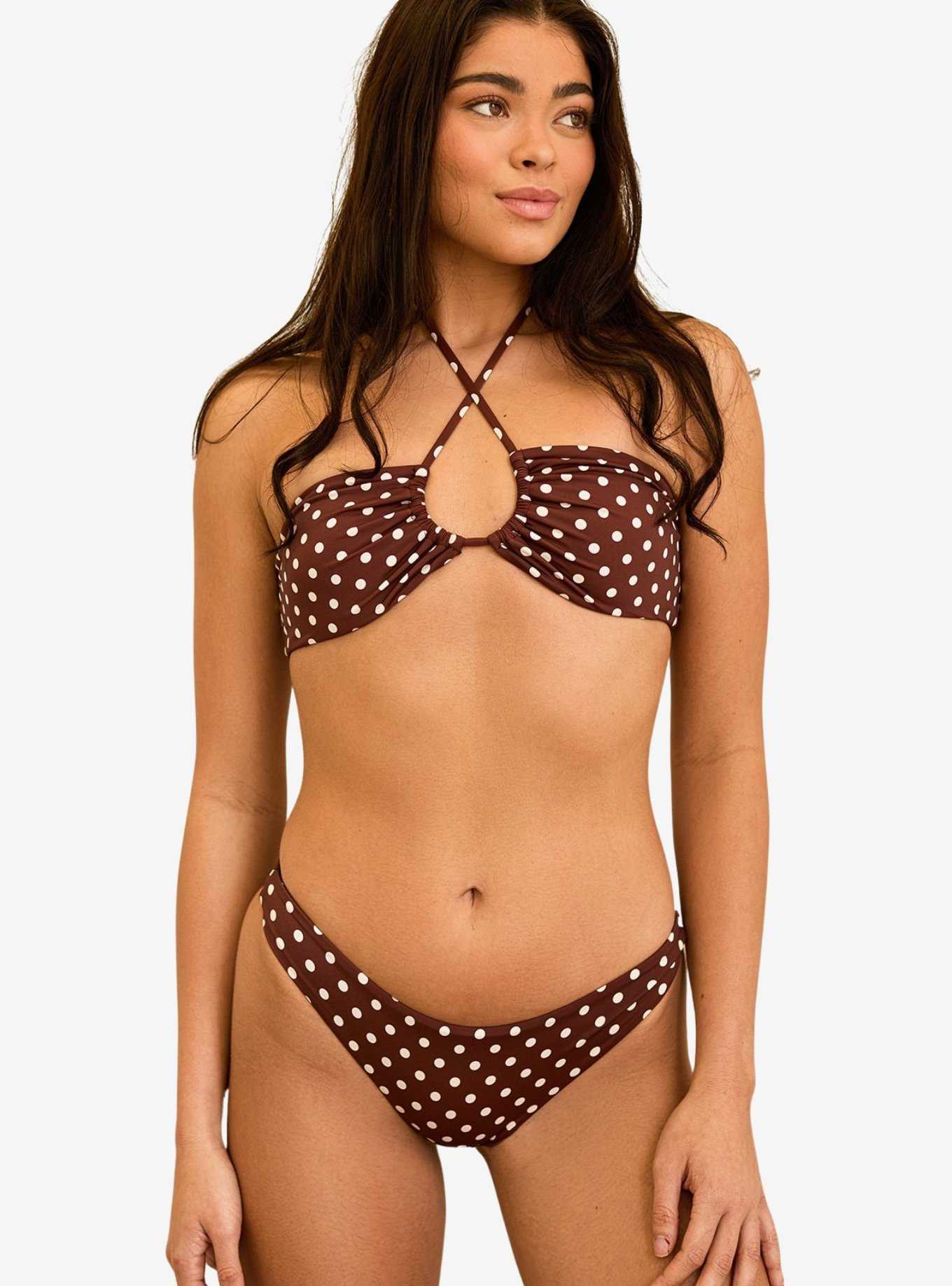 Dippin' Daisy's Amalfi String Tie Bandeau Swim Top Dotted Brown, , hi-res