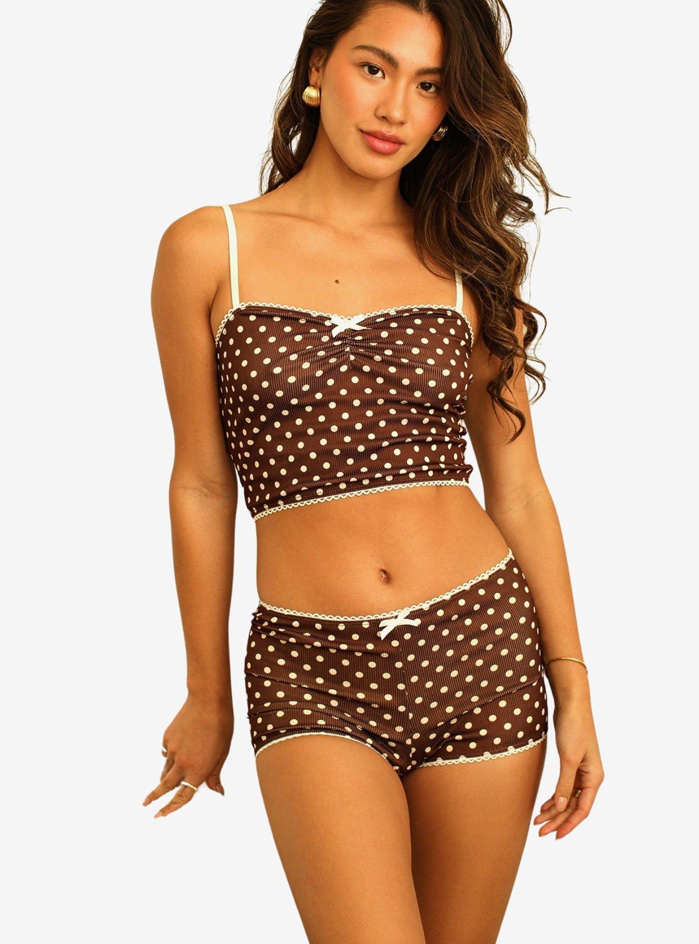 Dippin' Daisy's Sweet Dreams Pajama Set Dotted Brown, BROWN, hi-res