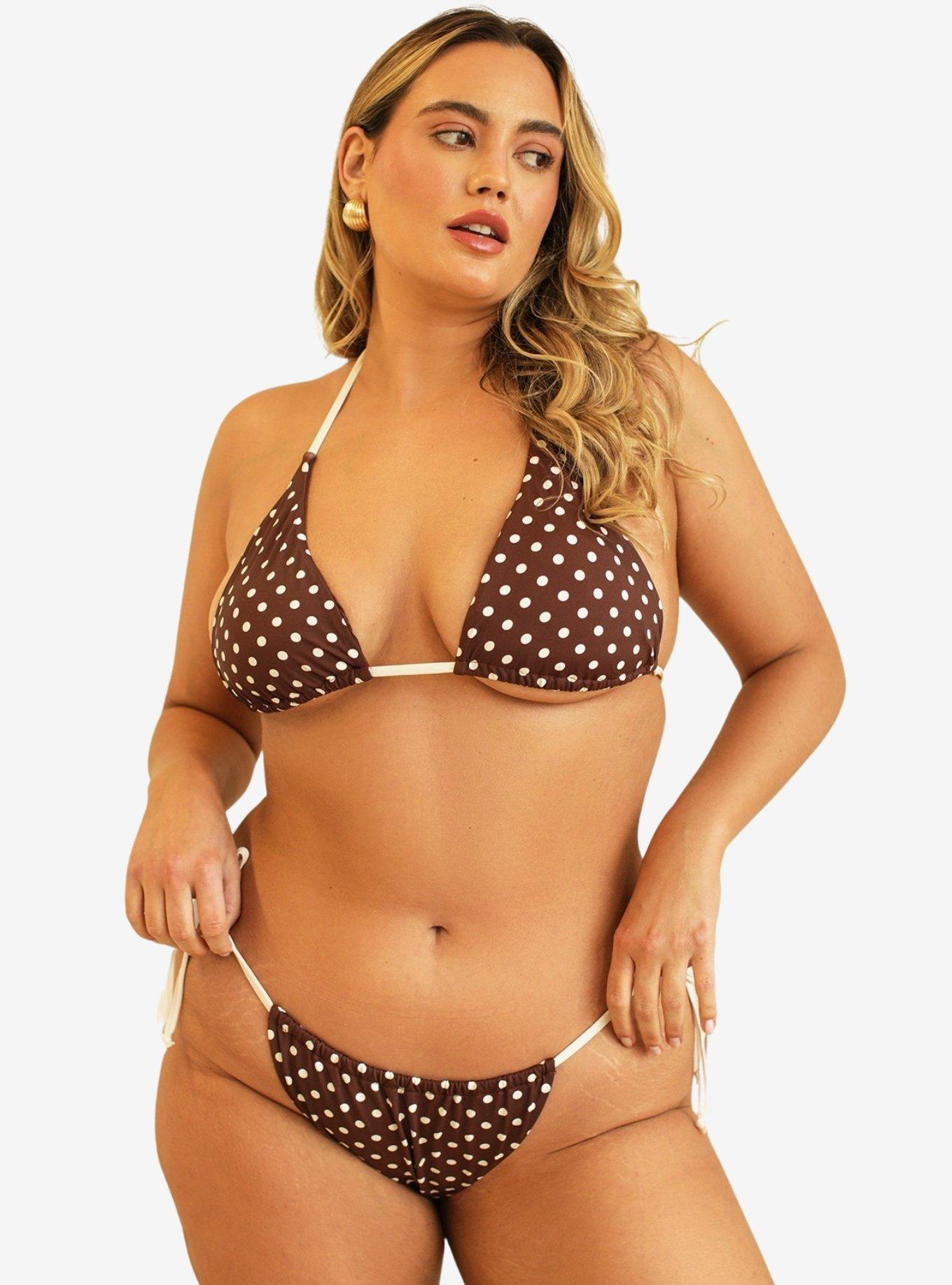 Dippin' Daisy's Paris Cheeky Swim Bottom Dotted Brown, BROWN, hi-res