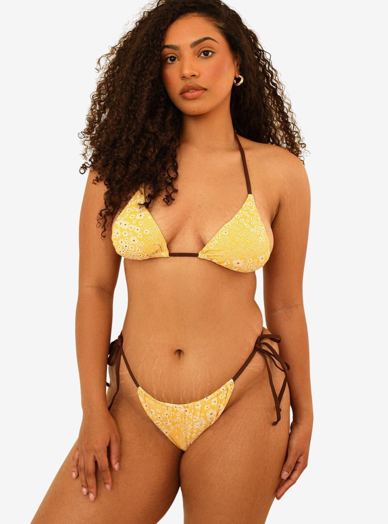 Dippin' Daisy's Paris Cheeky Swim Bottom Golden Ditsy, FLORAL - YELLOW, hi-res