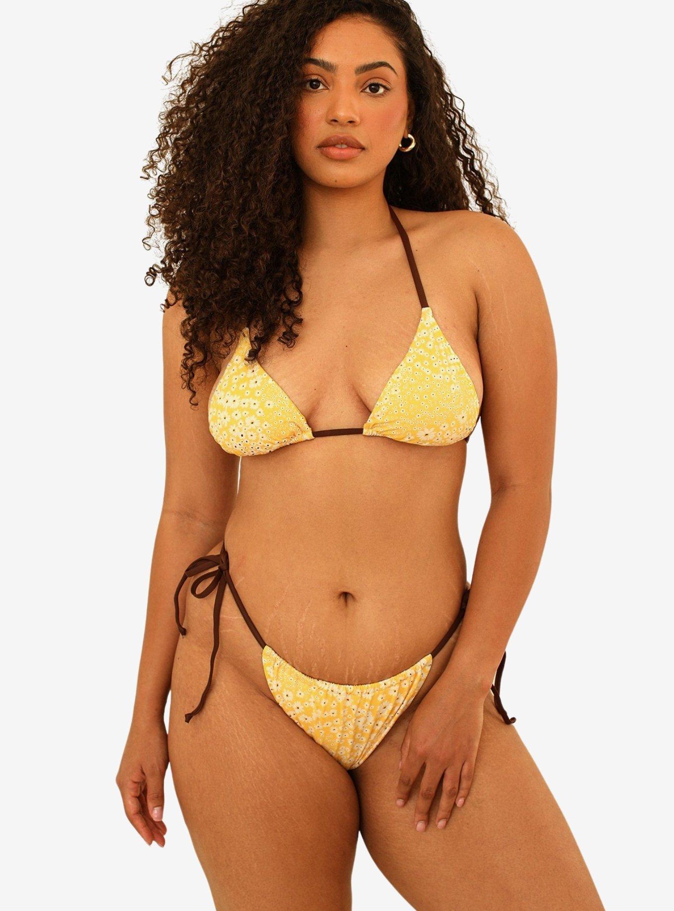Dippin' Daisy's Palm Tie Back Triangle Swim Top Golden Ditsy, , hi-res