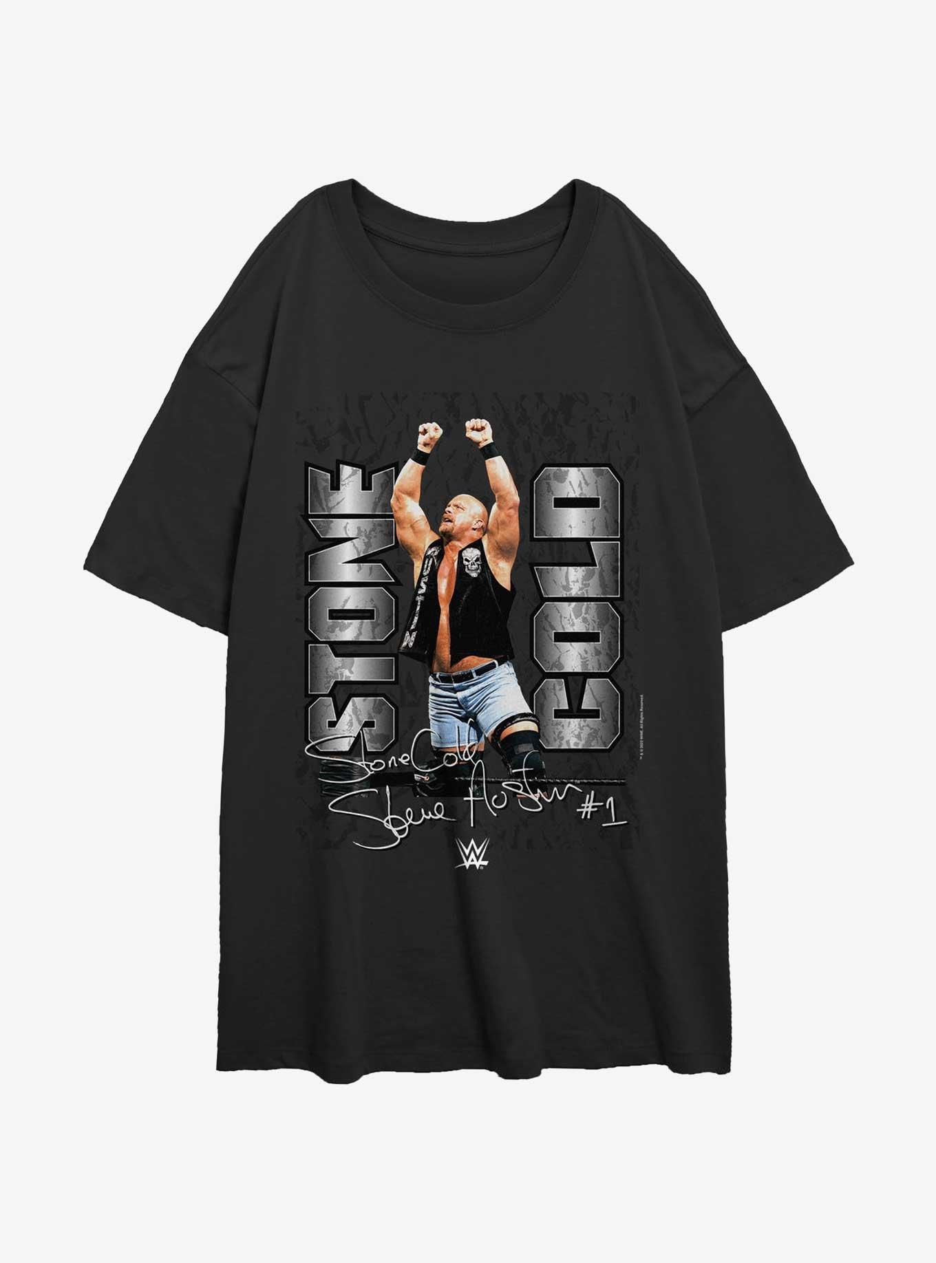 WWE Stone Cold Signature Womens Oversized T-Shirt, BLACK, hi-res