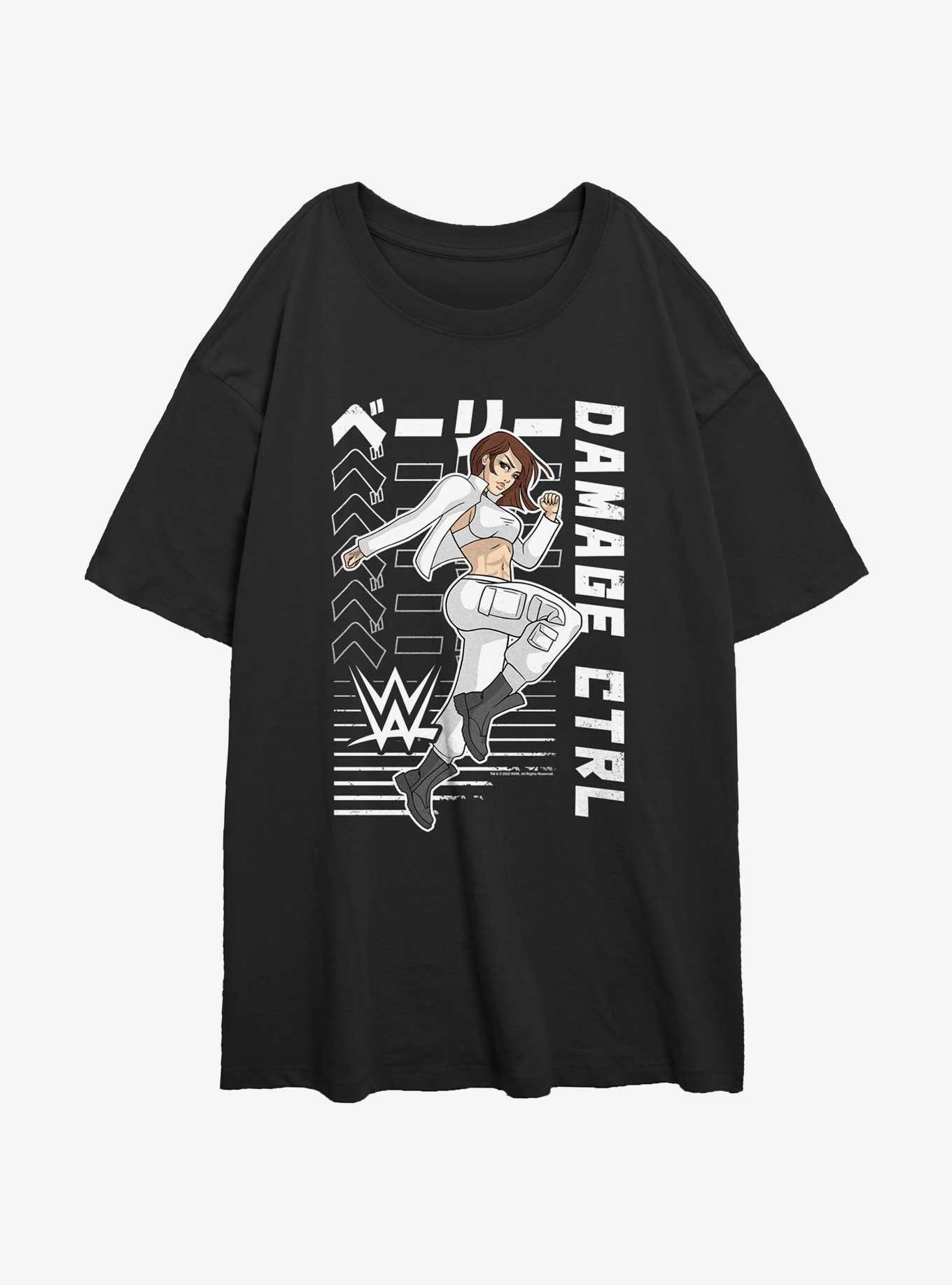 WWE Damage CTRL Bayley Kanji Action Anime Portrait Womens Oversized T-Shirt, BLACK, hi-res