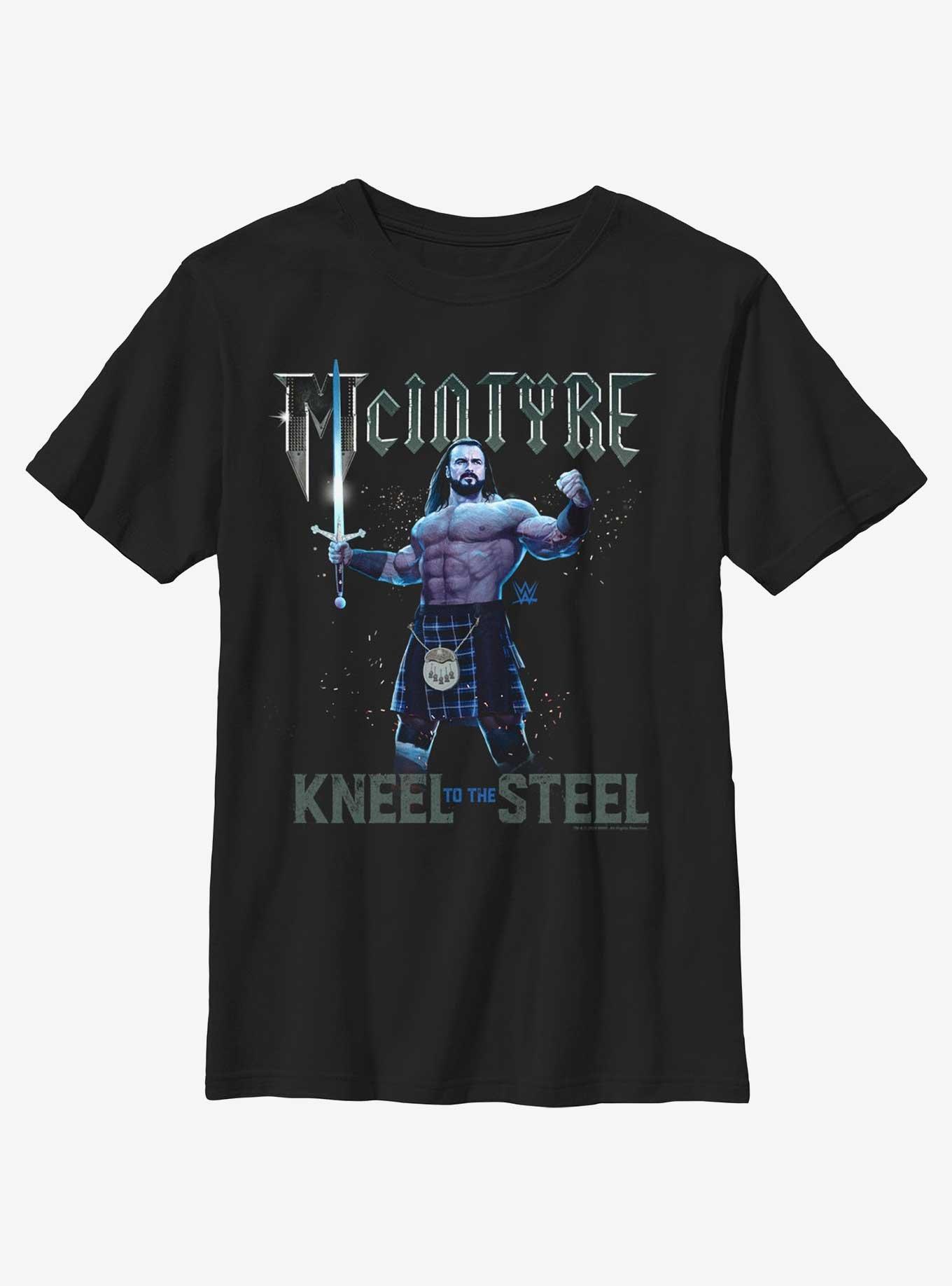 WWE Drew McIntyre Kneel To The Steel Youth T-Shirt, BLACK, hi-res